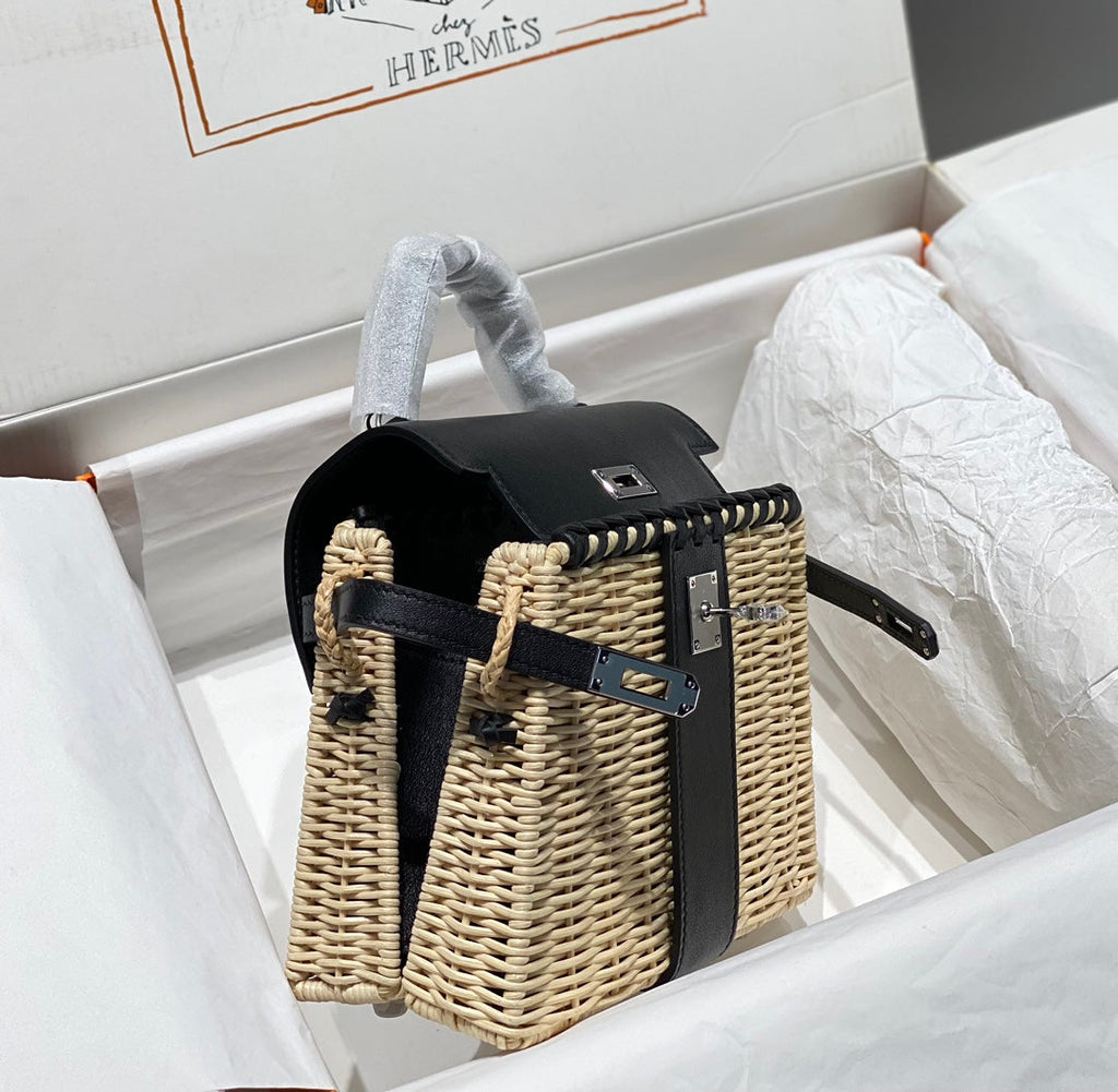 HM KELLY 22 PICNIC BAMBOU NOIR ET ROTIN