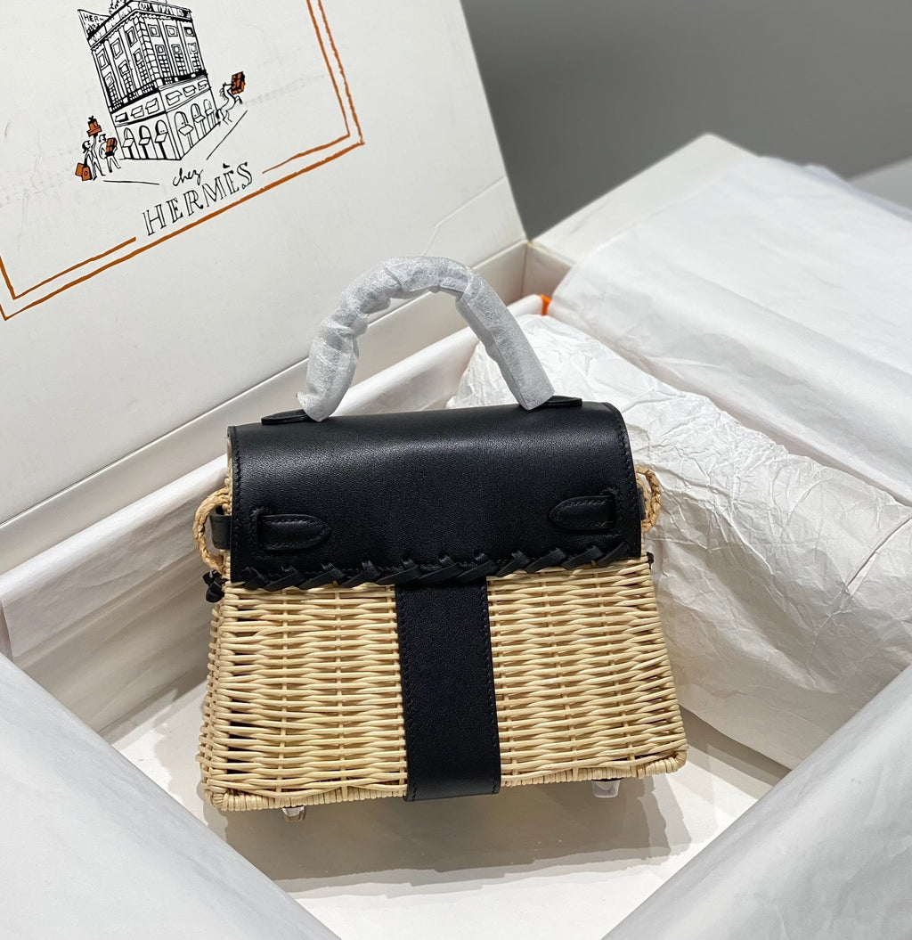 HM KELLY 22 PICNIC BAMBOU NOIR ET ROTIN