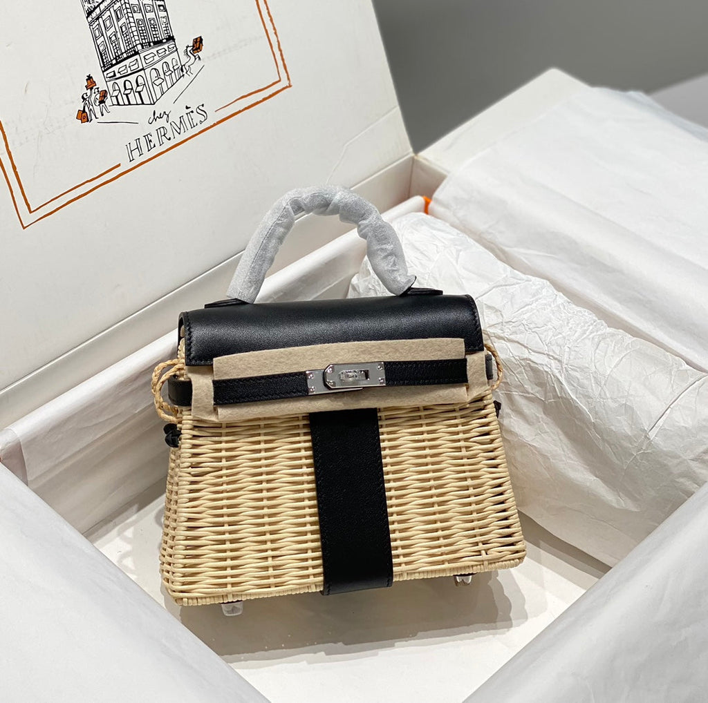 HM KELLY 22 PICNIC BAMBOU NOIR ET ROTIN