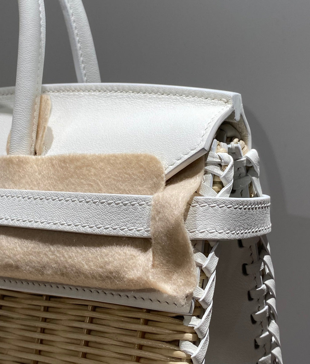 HM BIRKIN 25 CM PICNIC BLANC BAMBOU ET ROTIN