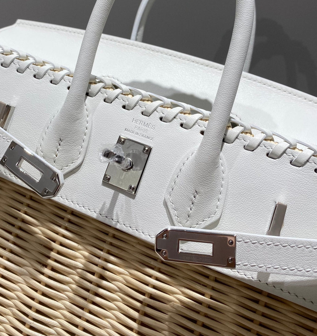 HM BIRKIN 25 CM PICNIC BLANC BAMBOU ET ROTIN