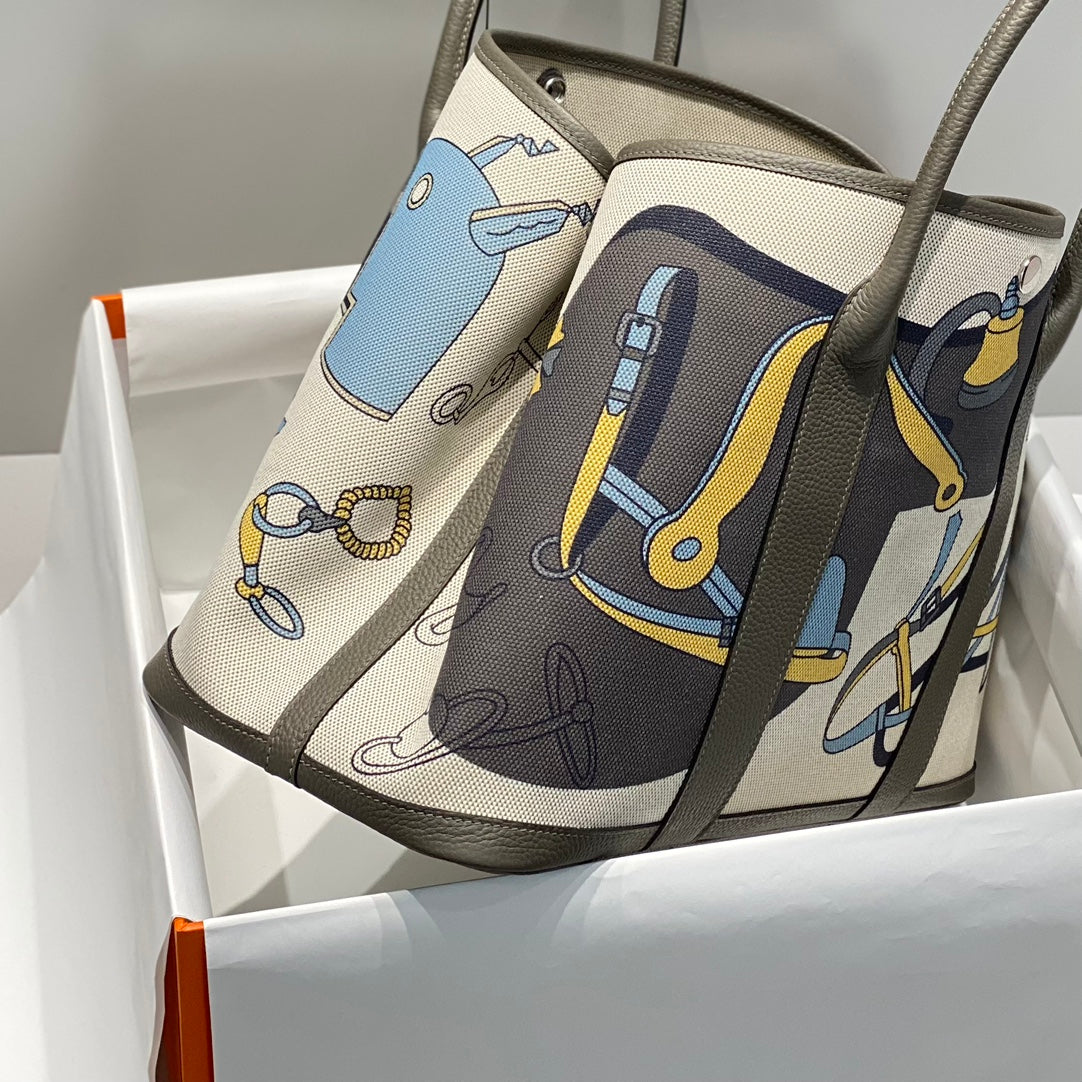 HM GARDEN PARTY 36 MULTICOLOR CANVAS AND NEGONDA CALFSKIN 243389