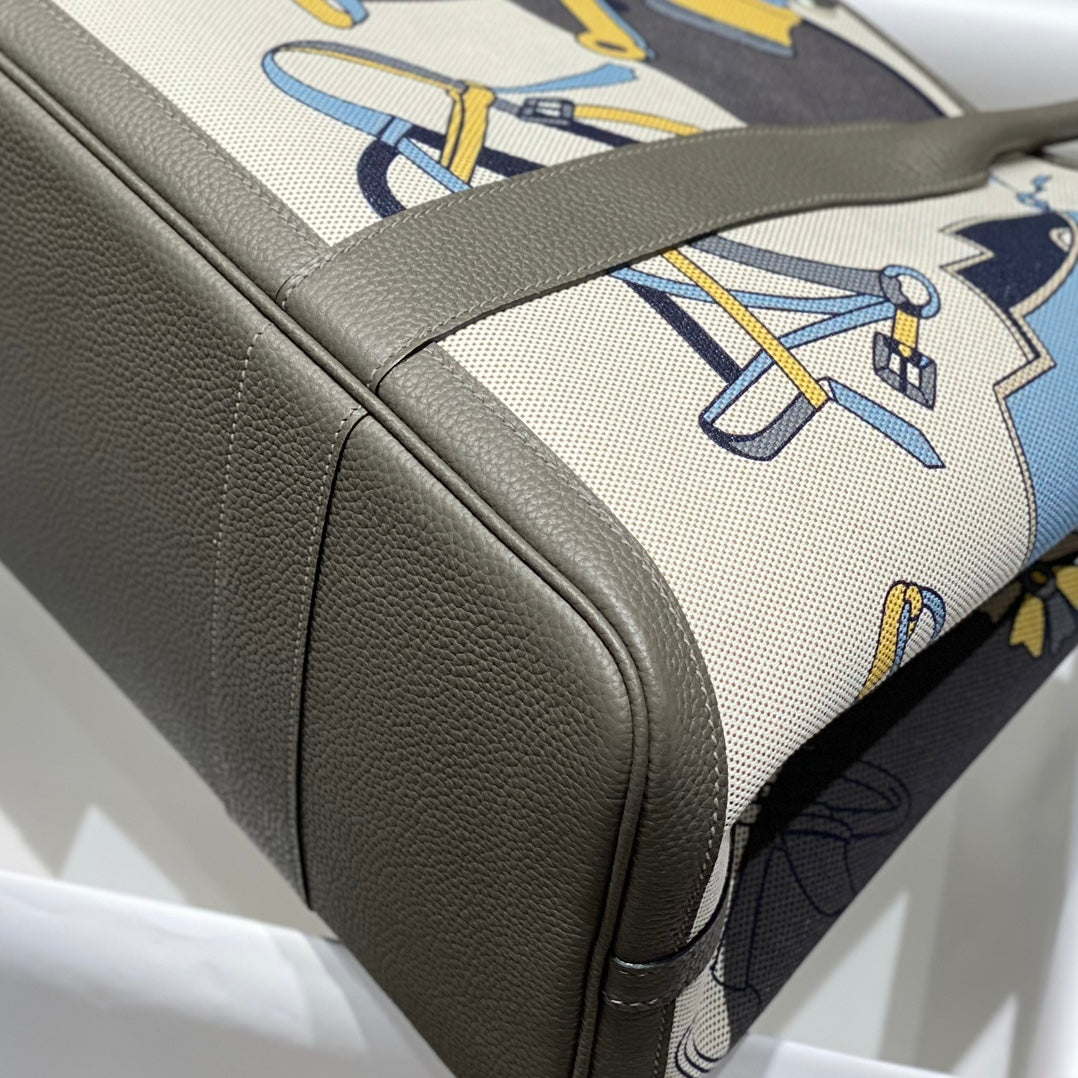 HM GARDEN PARTY 36 MULTICOLOR CANVAS AND NEGONDA CALFSKIN 243389
