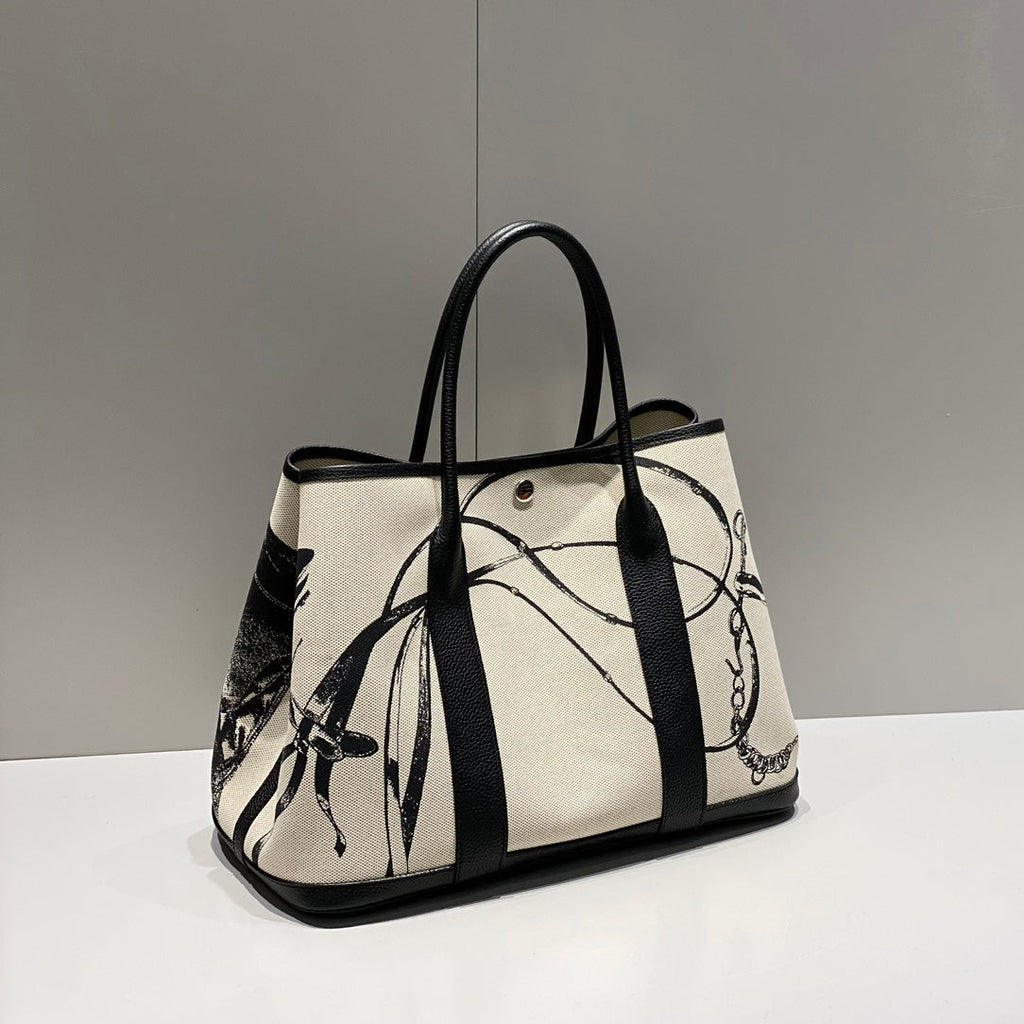HM GARDEN PARTY 36 MULTICOLOR CANVAS AND NEGONDA CALFSKIN 243404