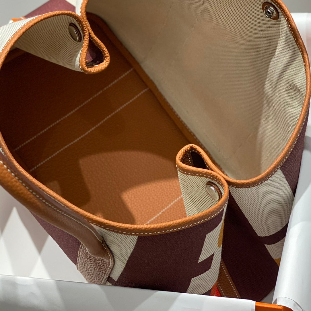 HM GARDEN PARTY 36 TOILE MULTICOLORE ET CUIR DE VEAU NEGONDA ​​243400