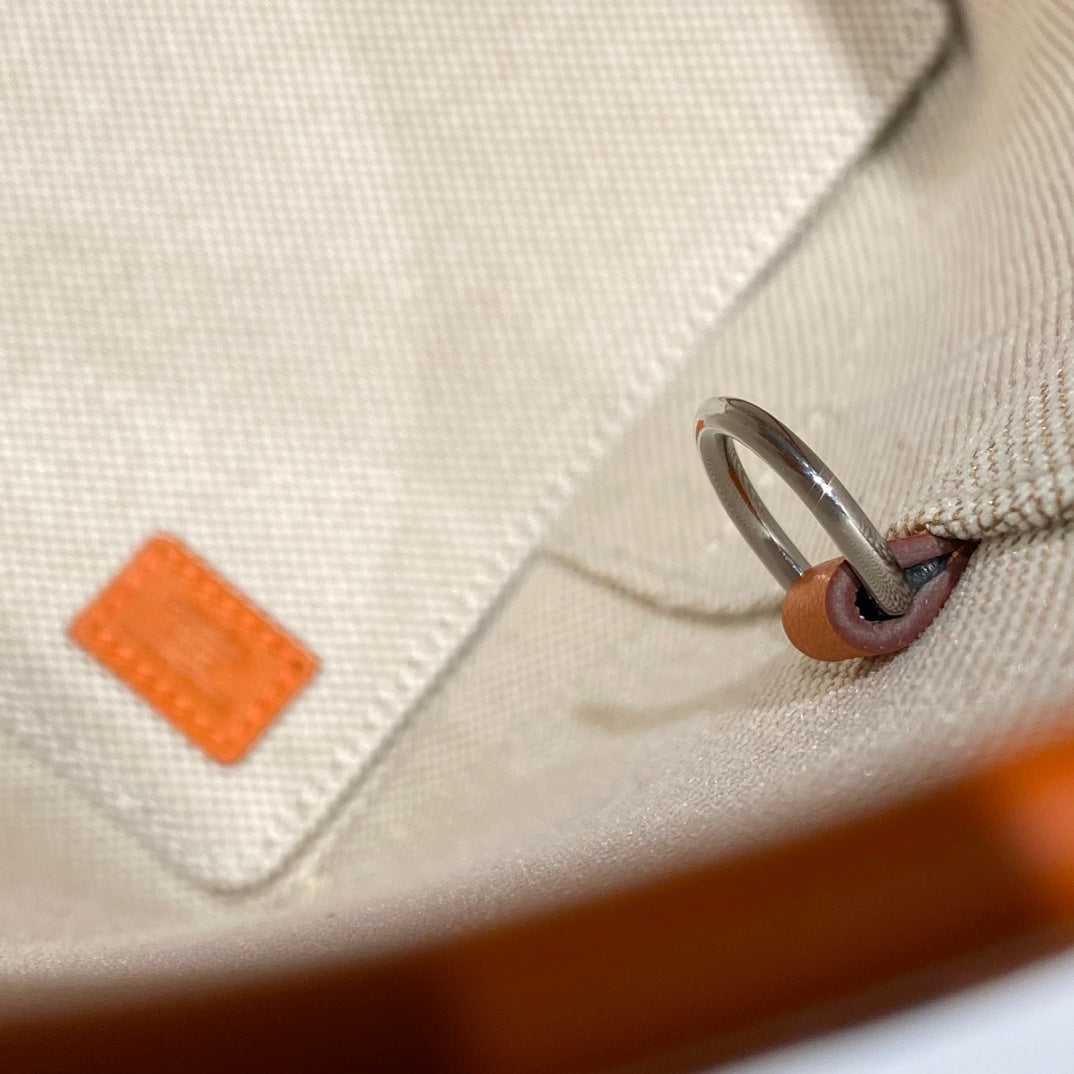 SAC HM STEEPLE 28 CUIR DE VEAU MARRON TOILE MARRON BLANC
