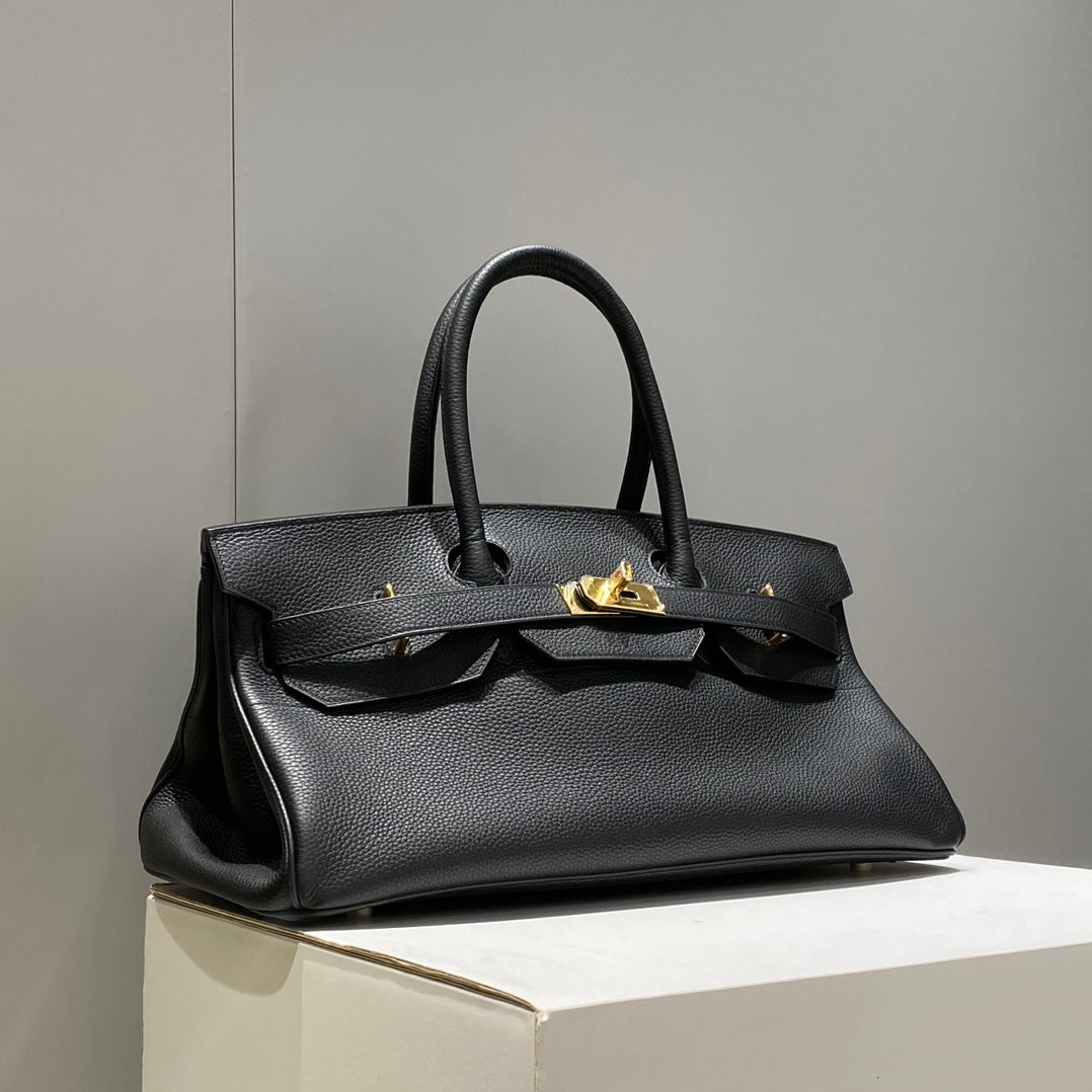 SAC À BANDOULIÈRE HM BIRKIN 42 EN CUIR DE VACHE NOIR AVEC ACCESSOIRES DORÉS 237640