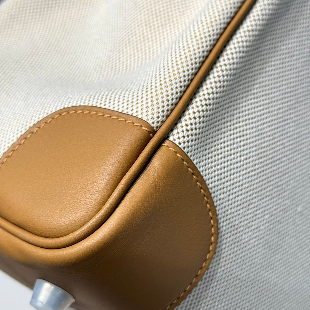 Sac HM Birkin 30 Milkshake en toile blanche mélangée de taille moyenne avec cuir Swift et accessoires argentés 237304