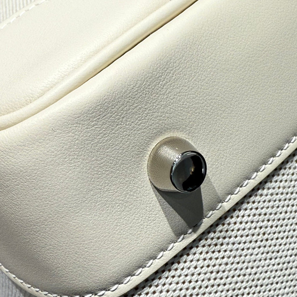 HM BIRKIN 30 MILKSHAKE TOILE BLANCHE AVEC CUIR SWIFT QUINCAILLERIE ARGENTÉE 237310