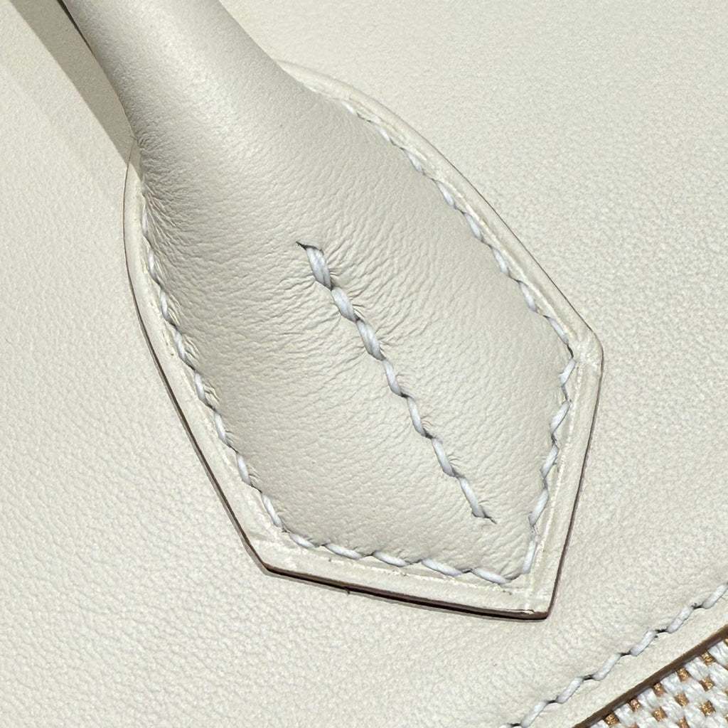 HM BIRKIN 30 MILKSHAKE TOILE BLANCHE AVEC CUIR SWIFT QUINCAILLERIE ARGENTÉE 237310