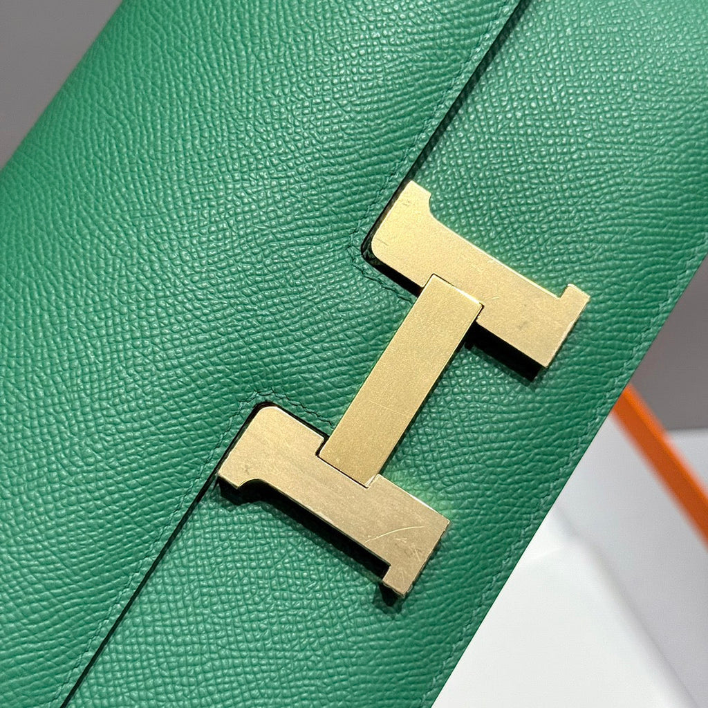 HM CONSTANCE ELAN 24CM BAG DARK GREEN EPSOM LEATHER GOLD HARDWARE