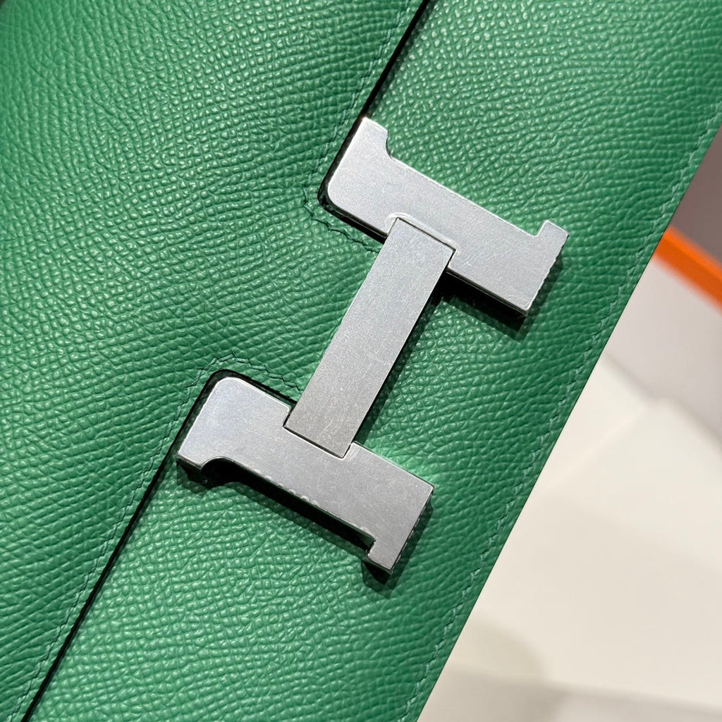 HM コンスタンス エラン 24cm バッグ ダークグリーン エプソムレザー シルバー金具