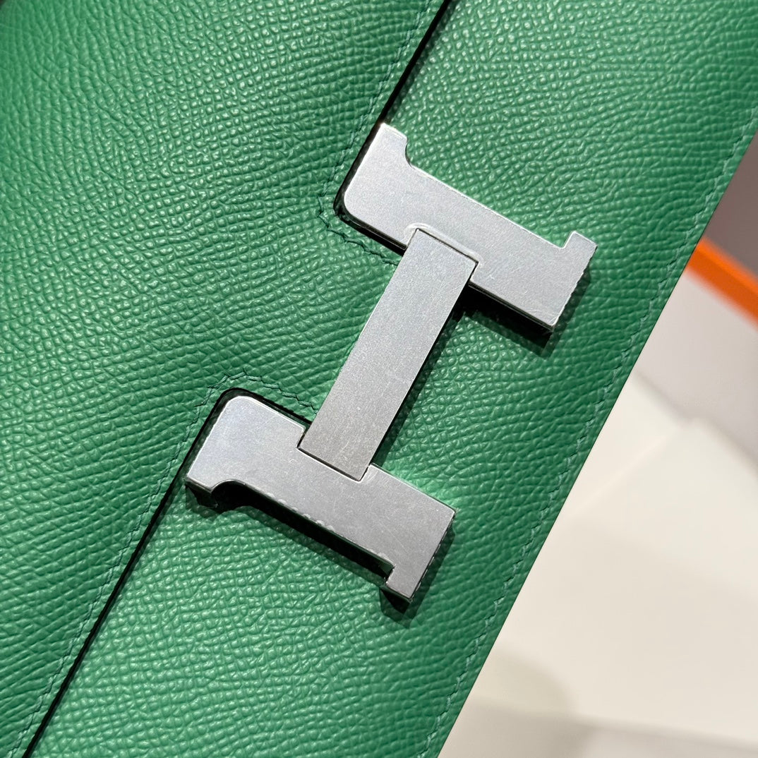HM コンスタンス エラン 24cm バッグ ダークグリーン エプソムレザー シルバー金具