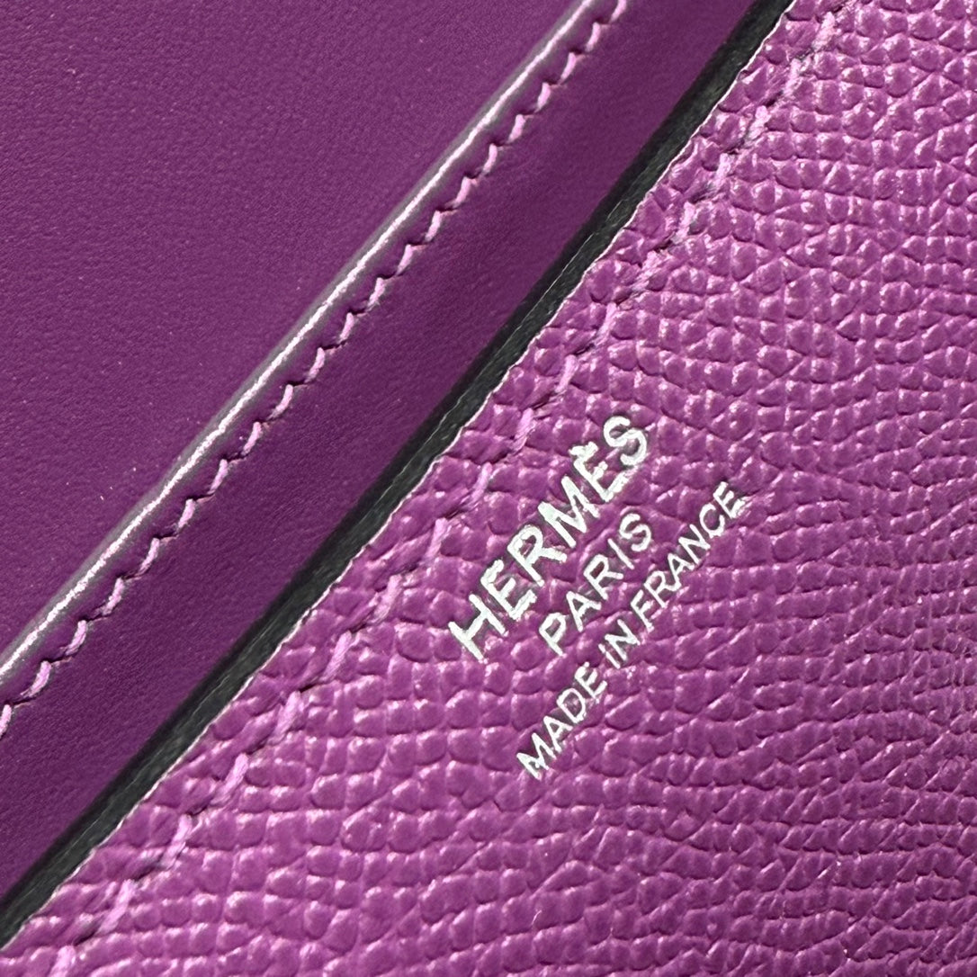 SAC HM CONSTANCE ELAN 24 CM CUIR EPSOM VIOLET QUINCAILLERIE ARGENTÉE