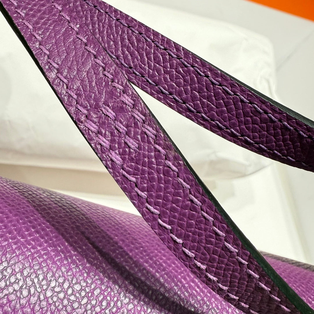 SAC HM CONSTANCE ELAN 24 CM CUIR EPSOM VIOLET QUINCAILLERIE DORÉ