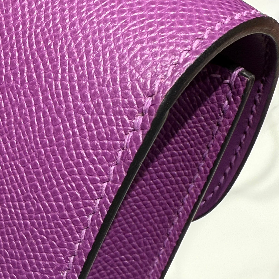 SAC HM CONSTANCE ELAN 24 CM CUIR EPSOM VIOLET QUINCAILLERIE DORÉ