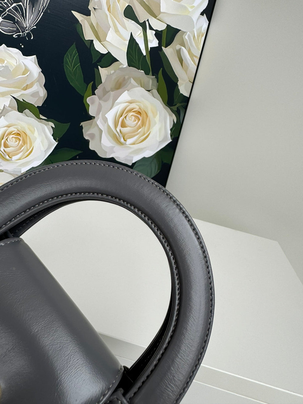 CC 24A NANO 19CM SAC CABAS KELLY EN CUIR D'AGNEAU GRIS FUMÉ