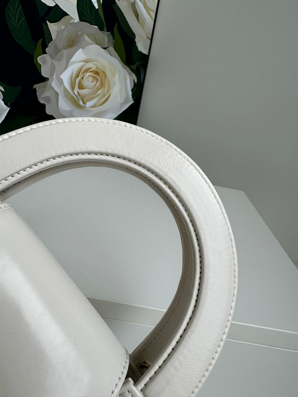 CC 24A NANO 19CM KELLY SHOPPER BAG PASTEL WHITE LAMBSKIN