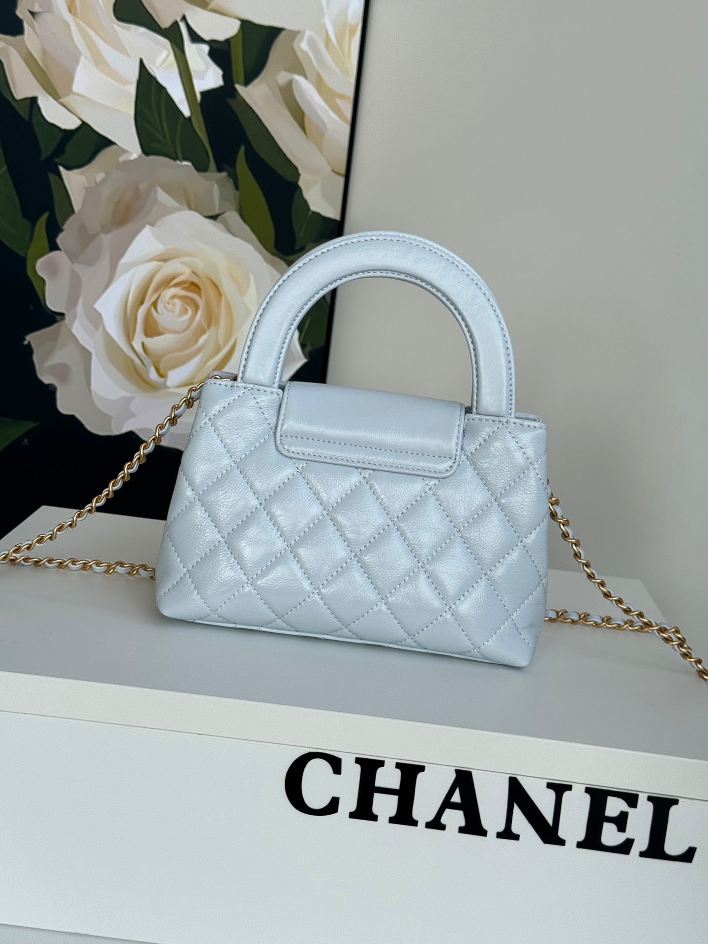 CC 24A NANO 19CM KELLY SHOPPER BAG CLOUD BLUE LAMBSKIN