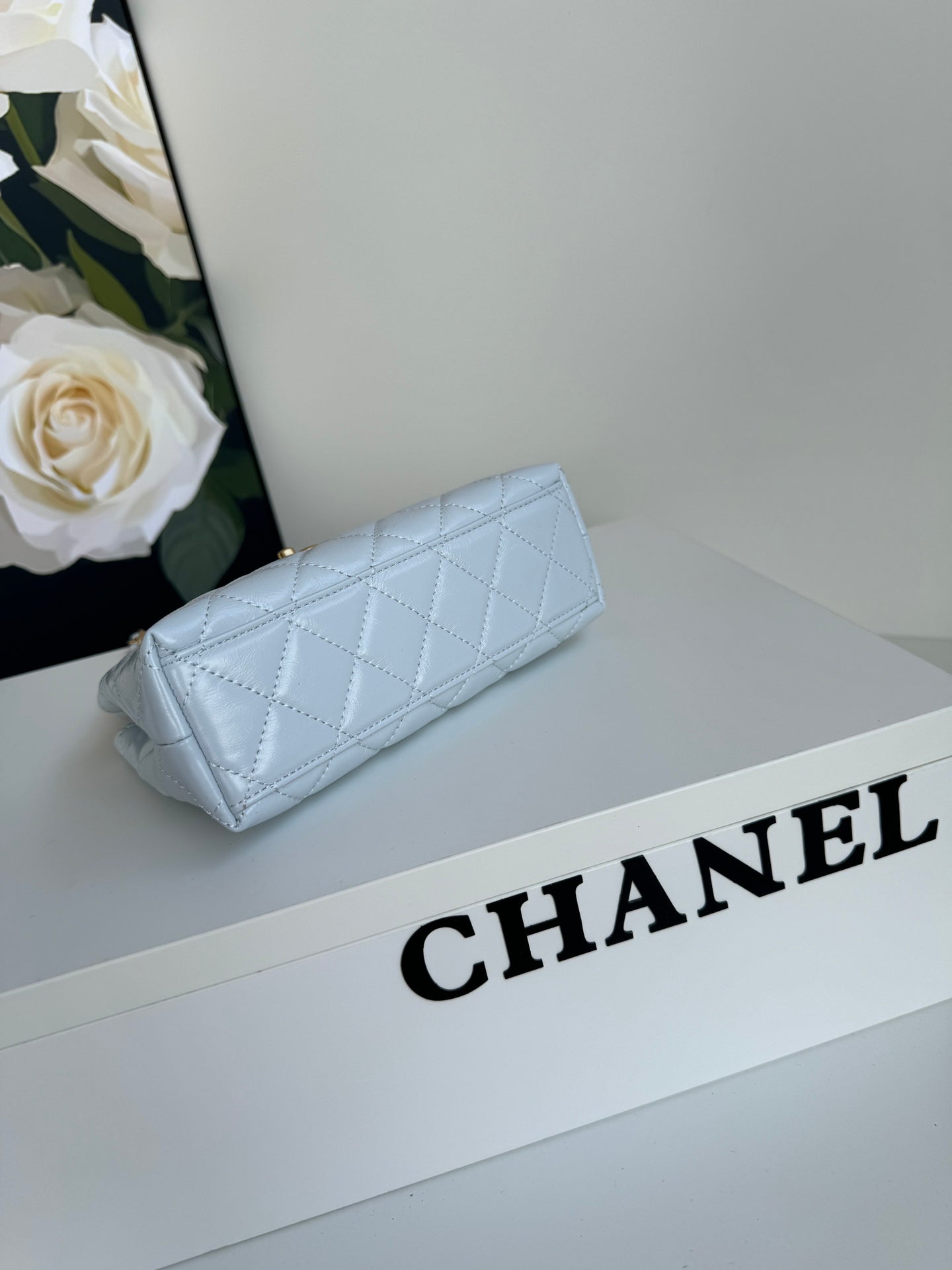 CC 24A NANO 19CM KELLY SHOPPER BAG CLOUD BLUE LAMBSKIN