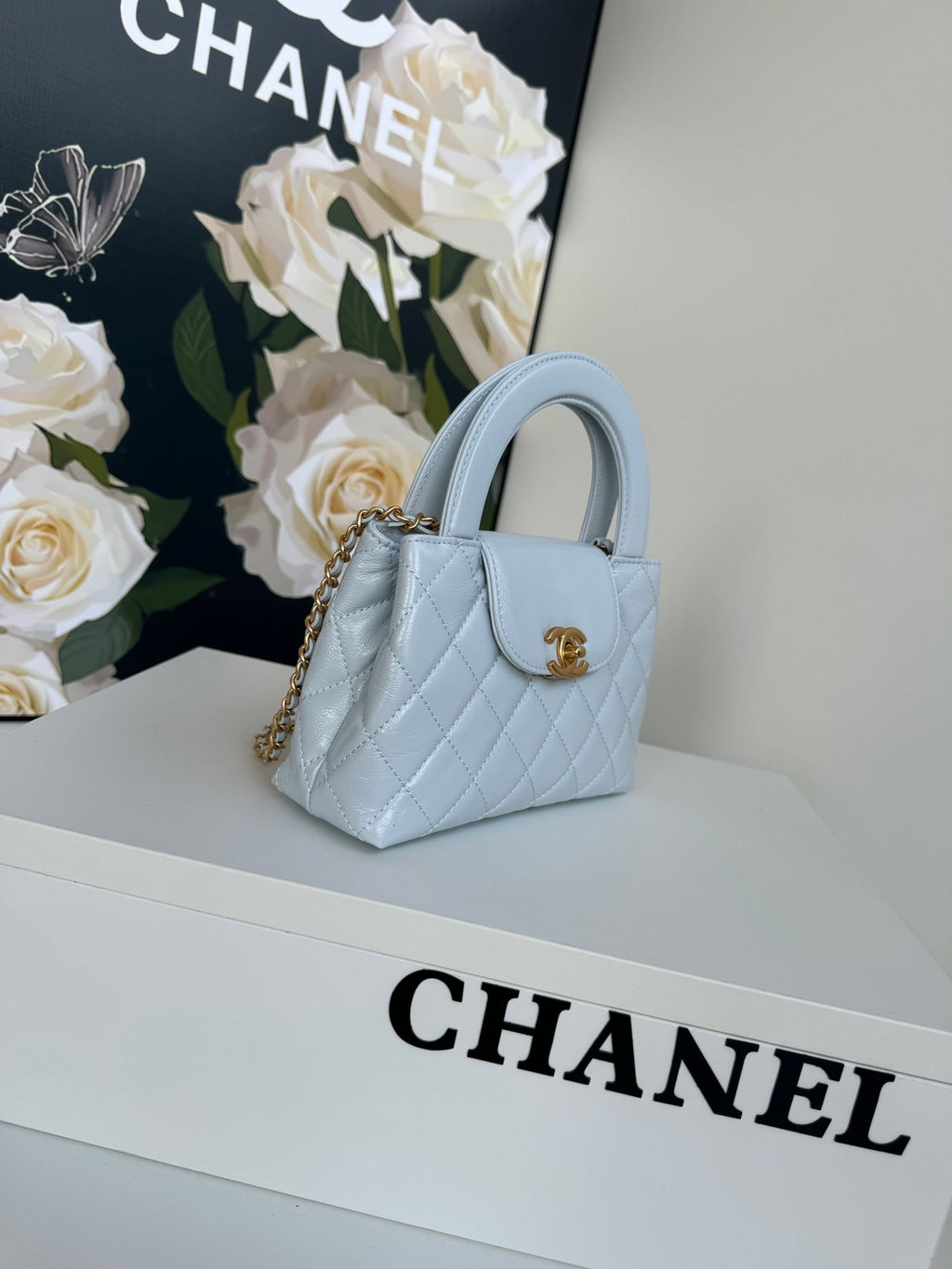 CC 24A NANO 19CM KELLY SHOPPER BAG CLOUD BLUE LAMBSKIN