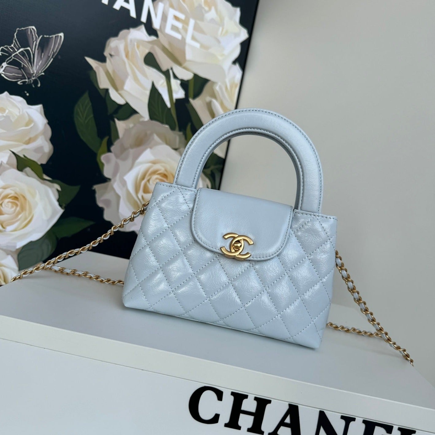 CC 24A NANO 19CM KELLY SHOPPER BAG CLOUD BLUE LAMBSKIN