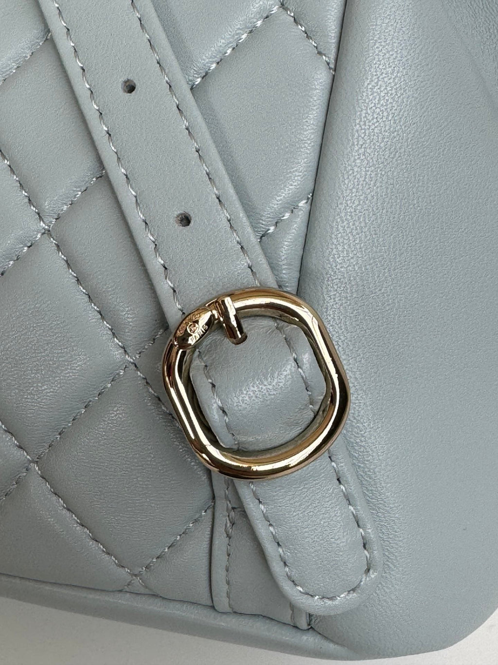 DUMA BACKPACK 18CM TURQUOISE BLUE LAMBSKIN LIGHT GOLD HARDWARE