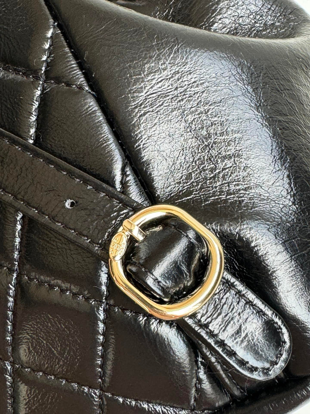 DUMA BACKPACK 18CM BLACK LAMBSKIN LIGHT GOLD HARDWARE