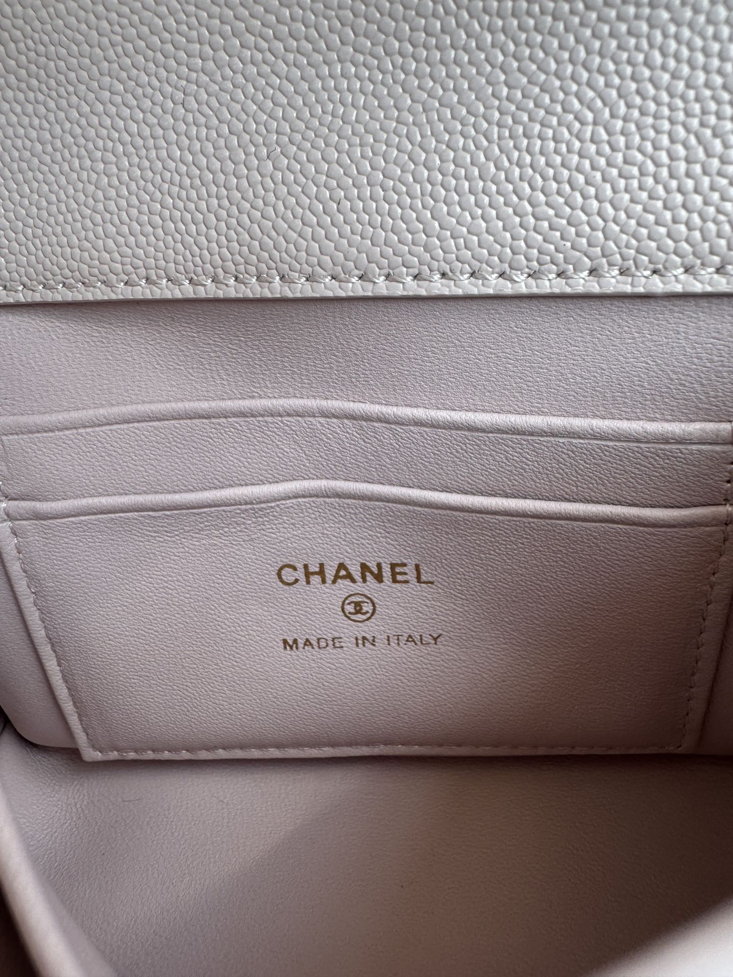 CC 24K COCO HANDLE NANO 14,5 CM ROSE CLAIR GRAINÉ VEAU QUINCAILLERIE DORÉ 