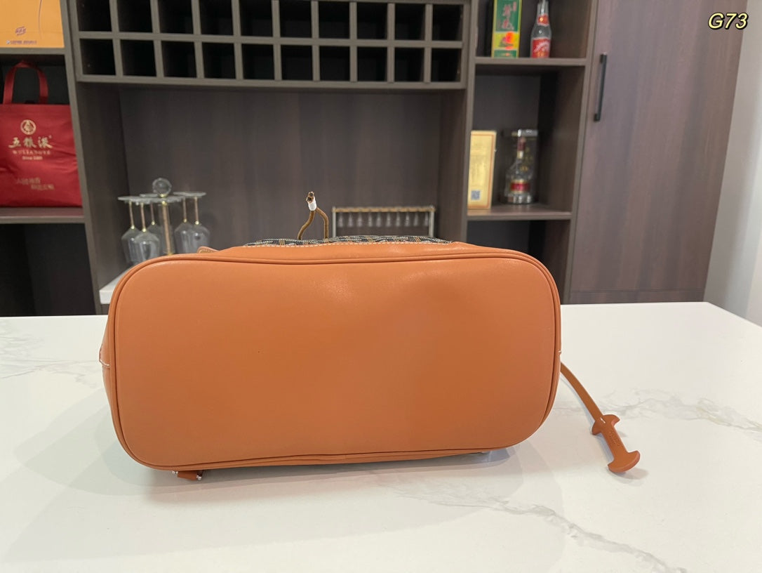 SAC À DOS ALPIN 37 EN CUIR D'AGNEAU MARRON ET TOILE GOYARDINE