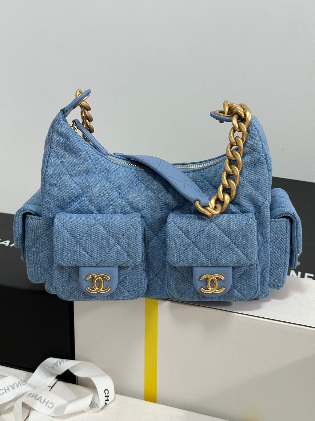 CC 25C HOBO 35CM BABY BLUE DEMIN GOLD HARDWARE 243567