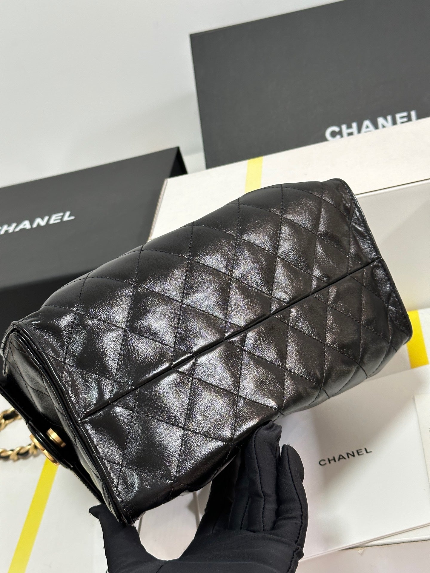 CC 25C HOBO BAG 30CM BLACK LAMBSKIN