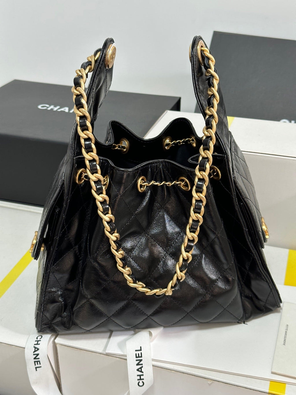 CC 25C HOBO BAG 30CM BLACK LAMBSKIN