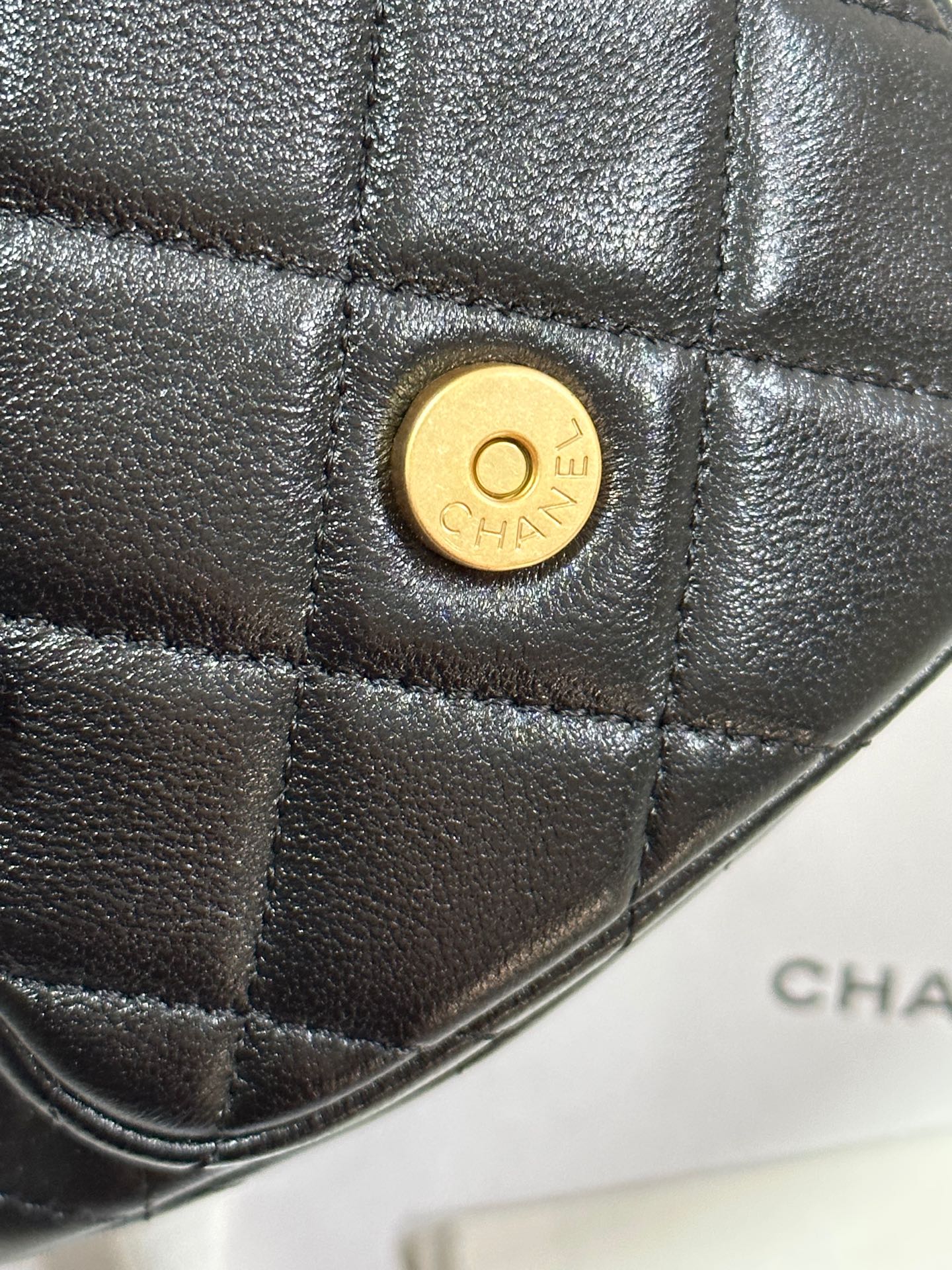 CC 25C BACKPACK 24.3CM BLACK GENUINE LAMBSKIN GOLD HARDWARE243672