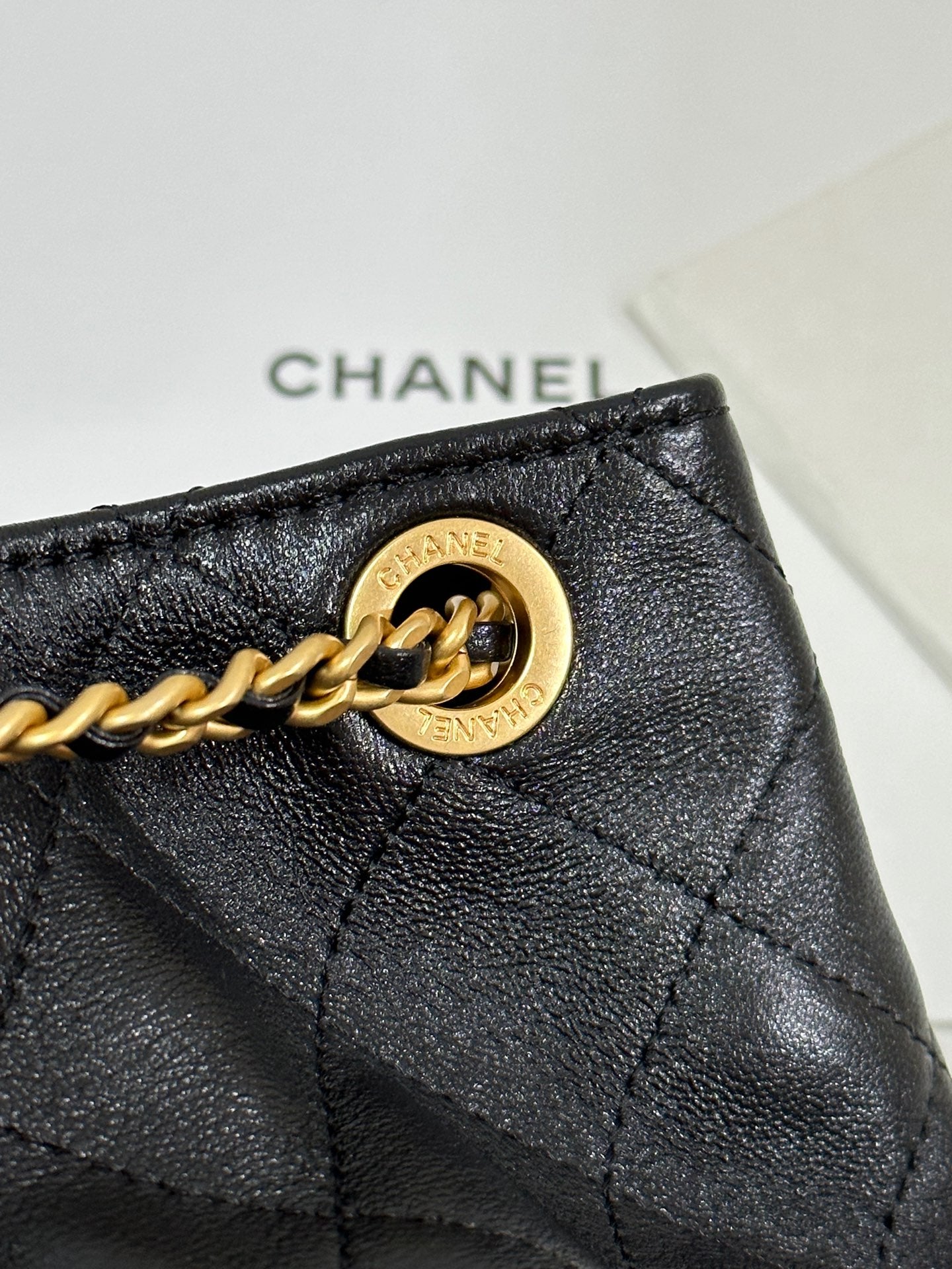 CC 25C BACKPACK 24.3CM BLACK GENUINE LAMBSKIN GOLD HARDWARE243672
