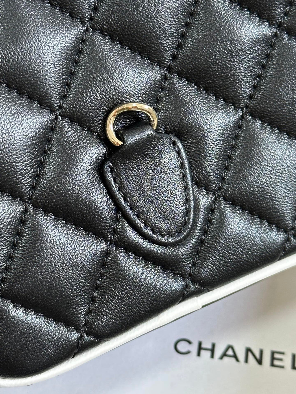 CC 25P MINI SAC À DOS 18 NOIR BLANC AGNEAU QUINCAILLERIE OR 243528