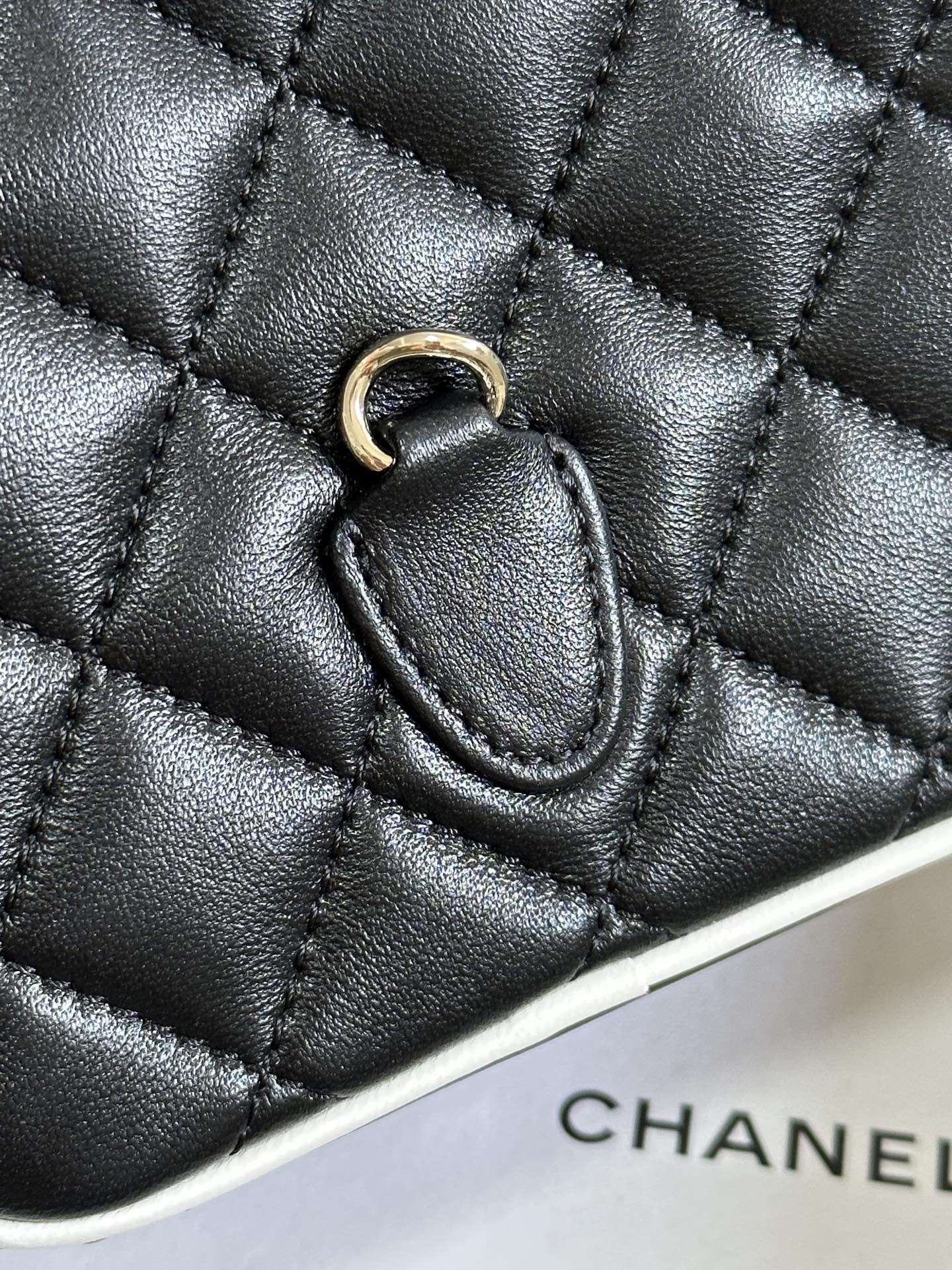CC 25P MINI SAC À DOS 18 NOIR BLANC AGNEAU QUINCAILLERIE OR 243528