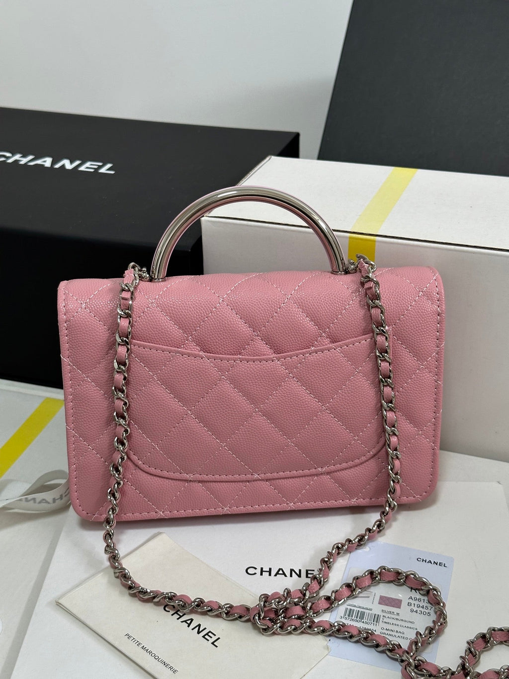 CC 25P ウォレット WOC ハンドル 19cm ピンク パステルレザー シルバー金具 243448