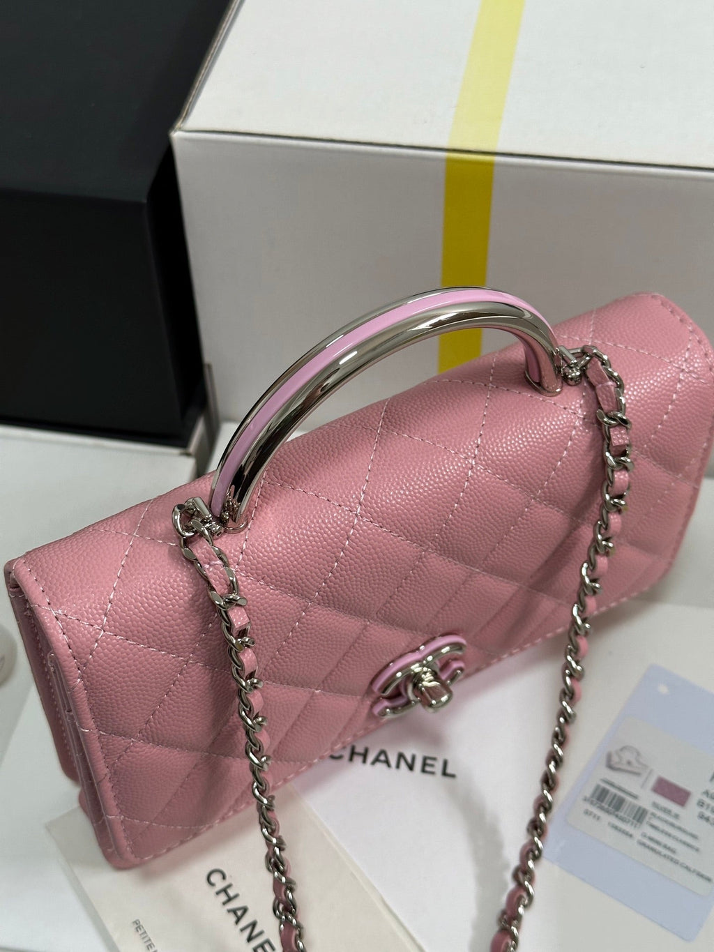 CC 25P ウォレット WOC ハンドル 19cm ピンク パステルレザー シルバー金具 243448