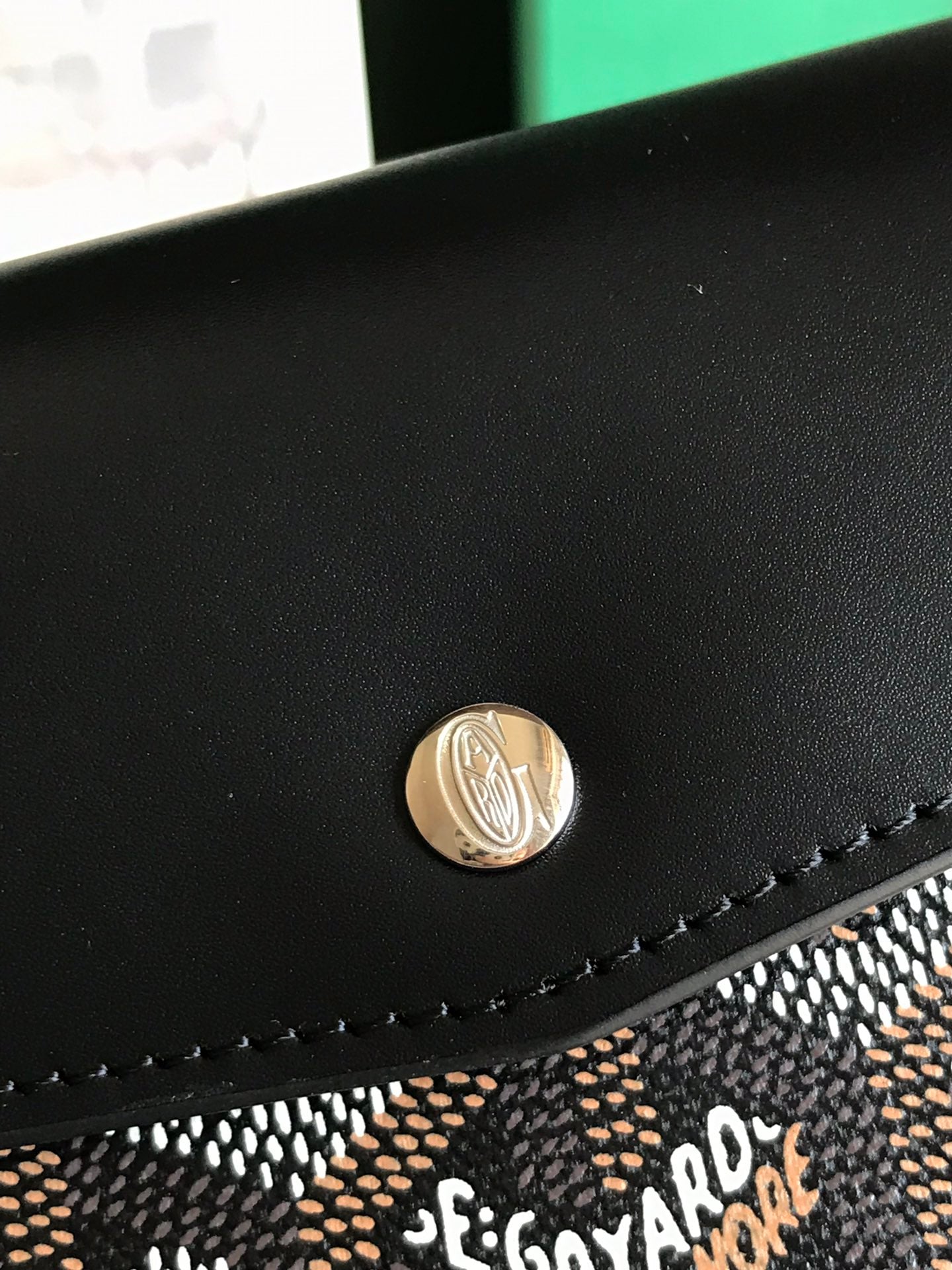 PORTEFEUILLE SAINT-GABRIEL 12 EN CUIR DE VEAU NOIR ET TOILE GOYARDINE