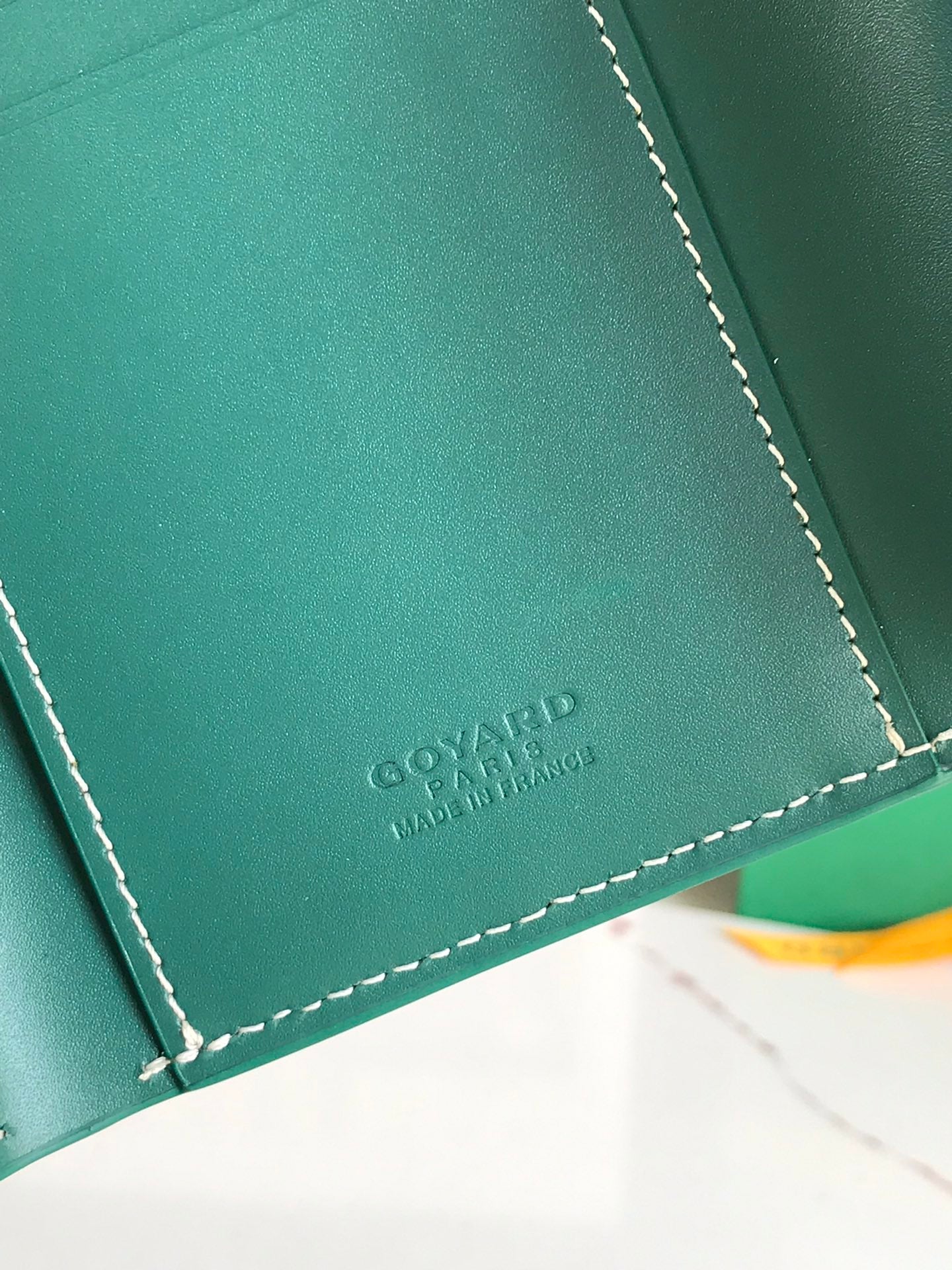 PORTEFEUILLE SAINT-GABRIEL 12 EN CUIR DE VEAU VERT ET TOILE GOYARDINE