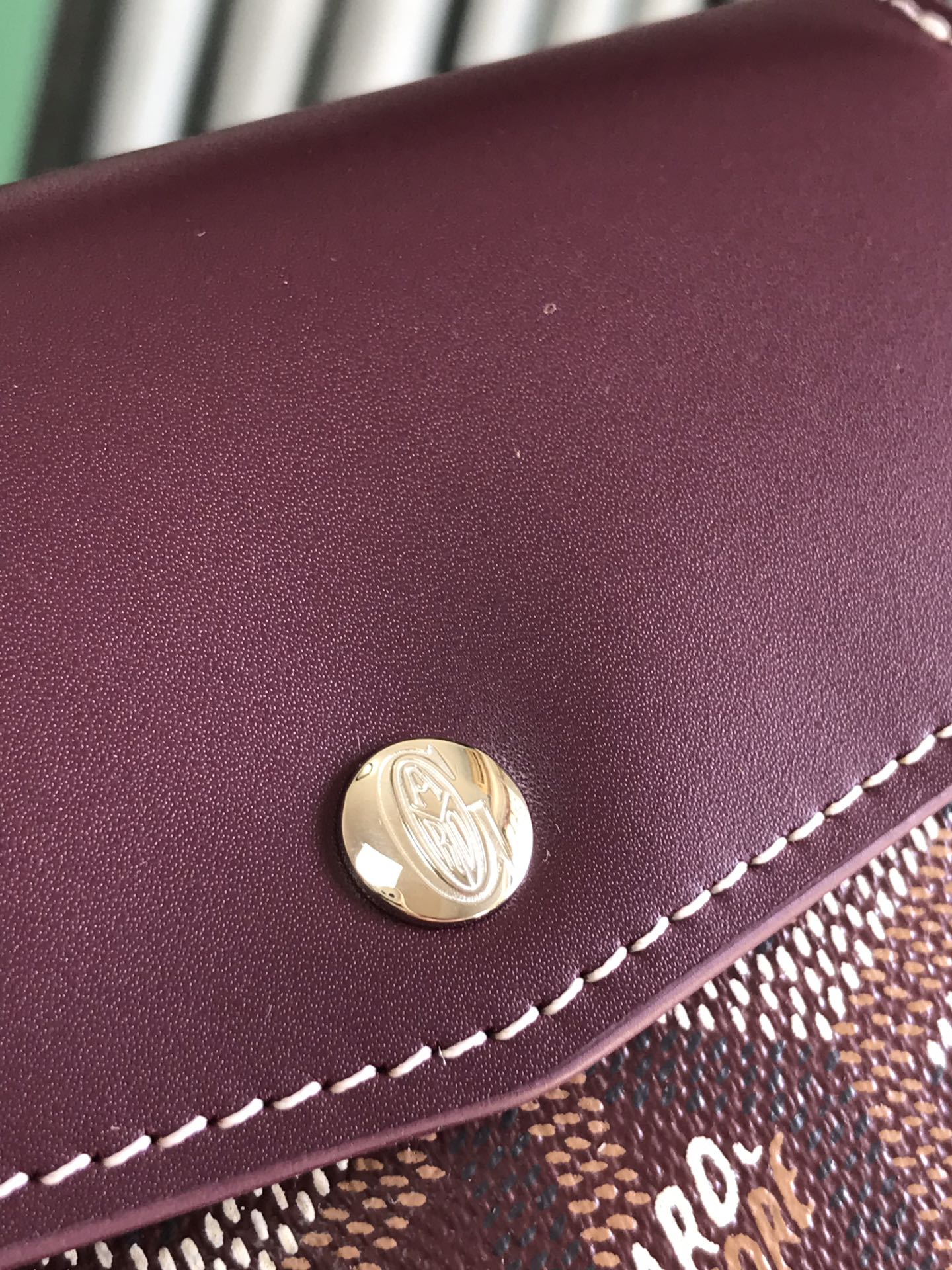 PORTEFEUILLE SAINT-GABRIEL 12 EN CUIR DE VEAU ROUGE VIN ET TOILE GOYARDINE