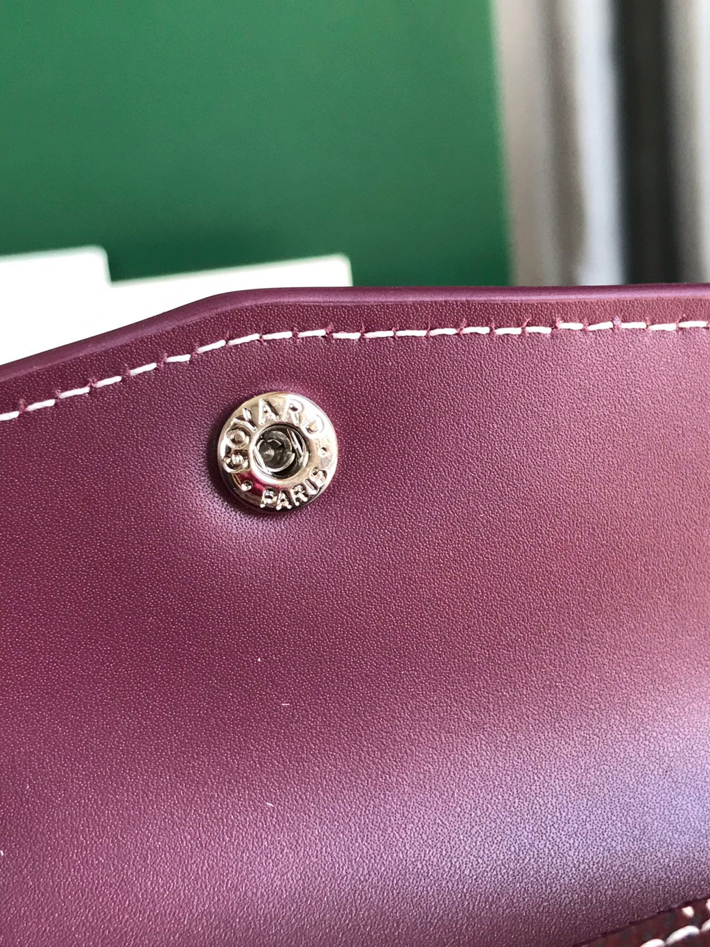 PORTEFEUILLE SAINT-GABRIEL 12 EN CUIR DE VEAU ROUGE VIN ET TOILE GOYARDINE