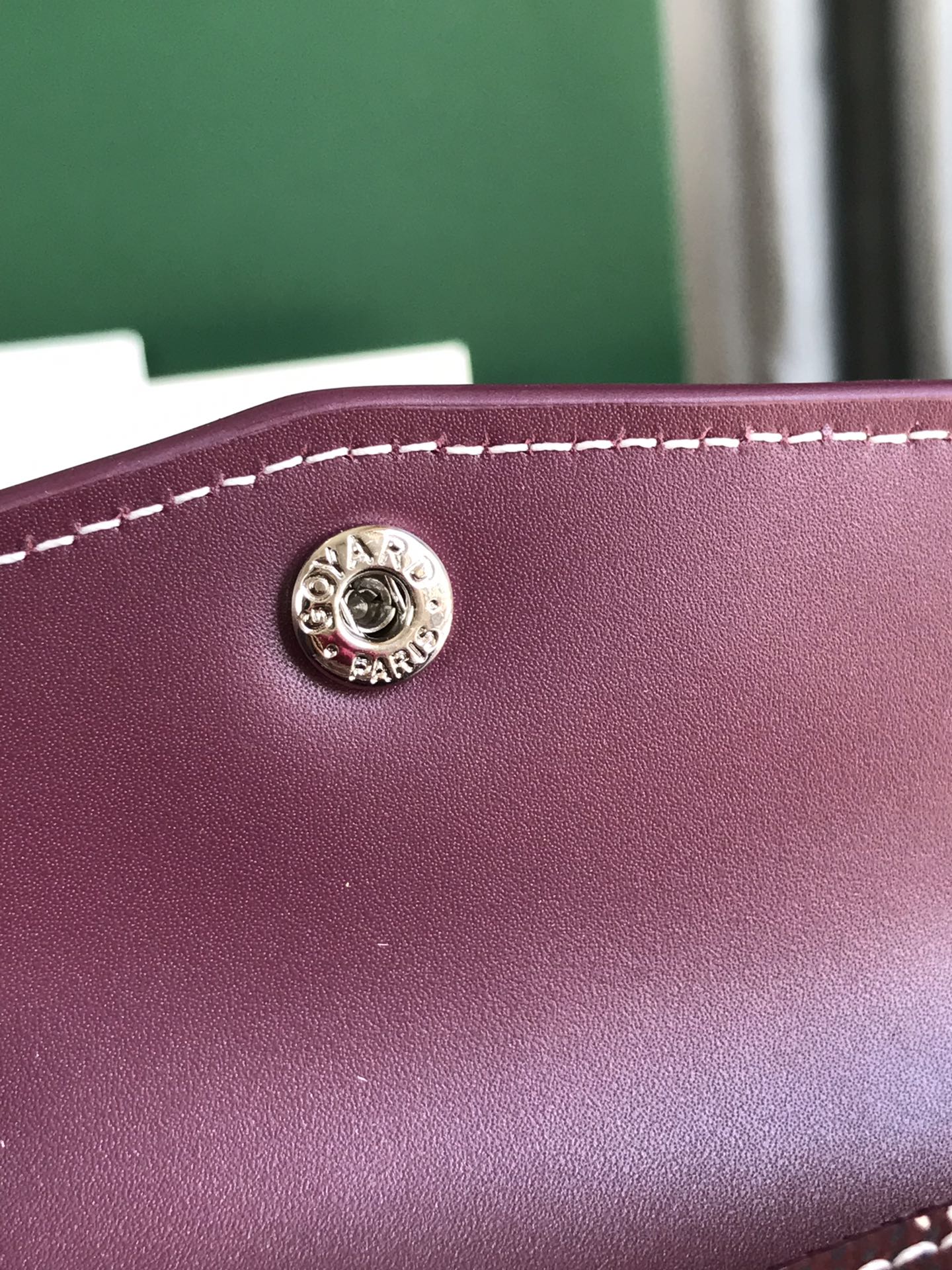 PORTEFEUILLE SAINT-GABRIEL 12 EN CUIR DE VEAU ROUGE VIN ET TOILE GOYARDINE