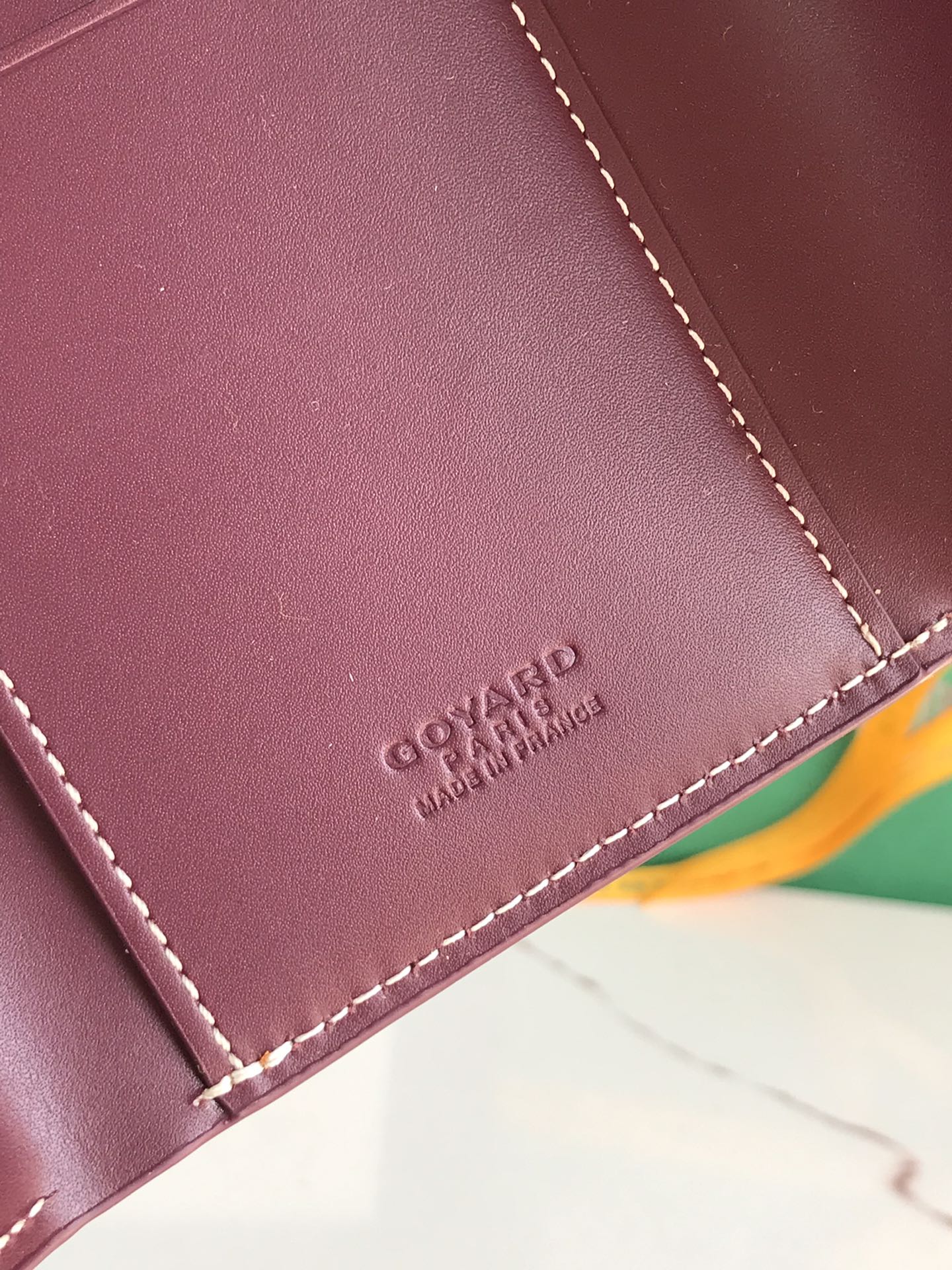 PORTEFEUILLE SAINT-GABRIEL 12 EN CUIR DE VEAU ROUGE VIN ET TOILE GOYARDINE