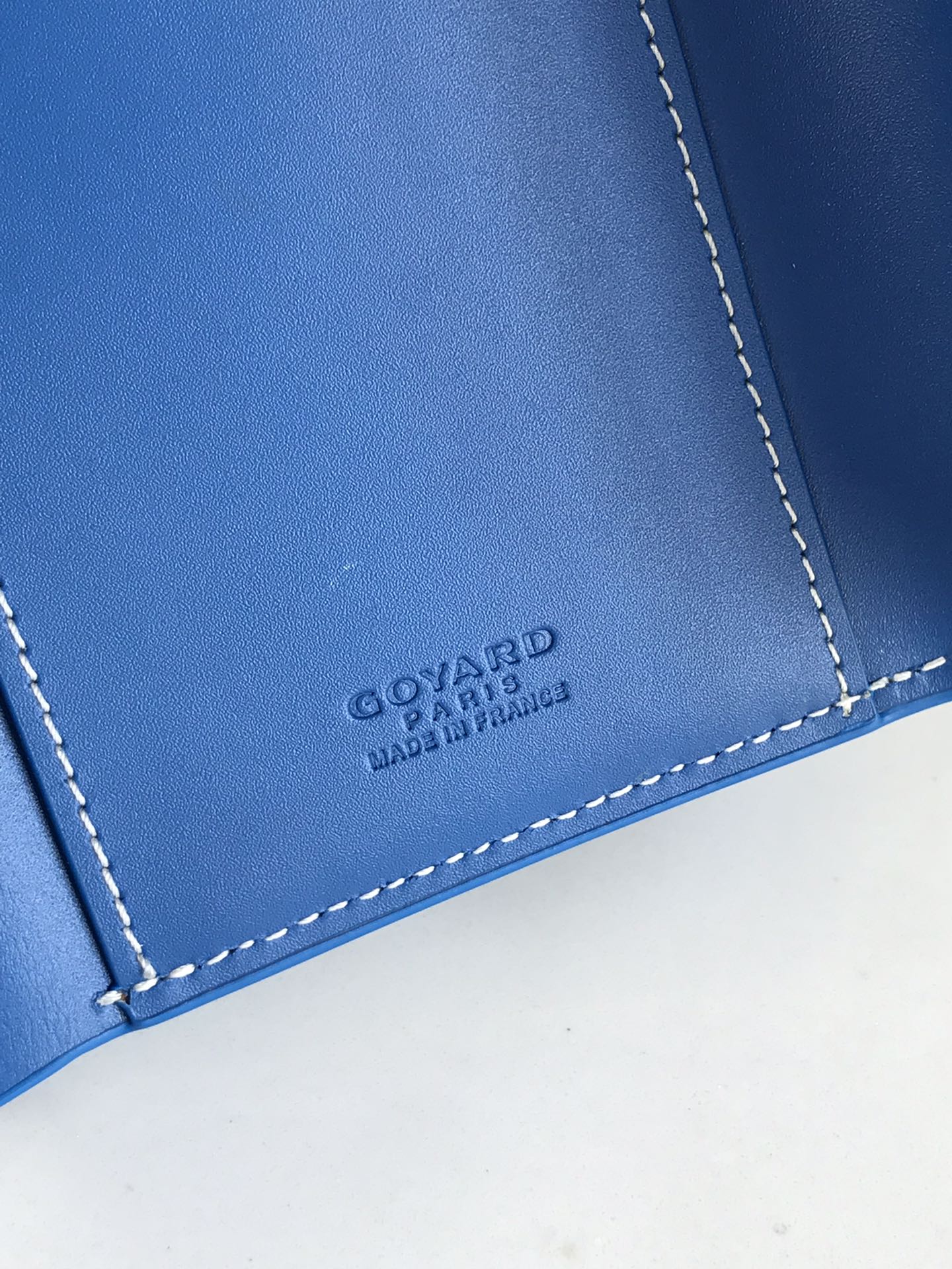 PORTEFEUILLE SAINT-GABRIEL 12 EN CUIR DE VEAU BLEU SAPHIR ET TOILE GOYARDINE