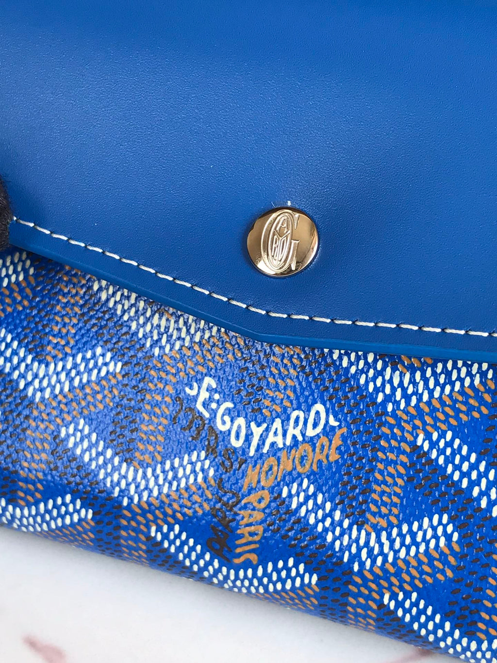 PORTEFEUILLE SAINT-GABRIEL 12 EN CUIR DE VEAU BLEU SAPHIR ET TOILE GOYARDINE