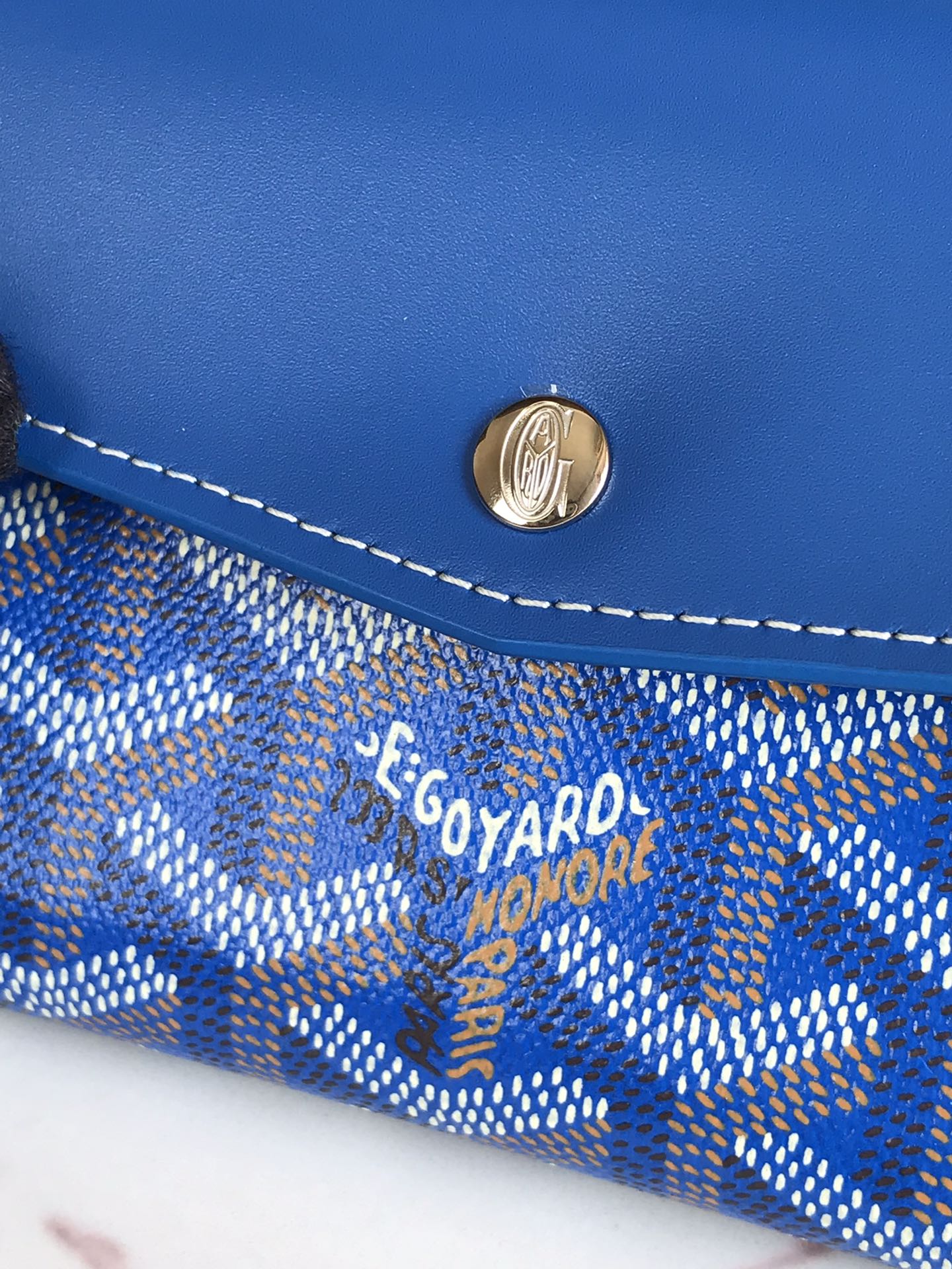 PORTEFEUILLE SAINT-GABRIEL 12 EN CUIR DE VEAU BLEU SAPHIR ET TOILE GOYARDINE