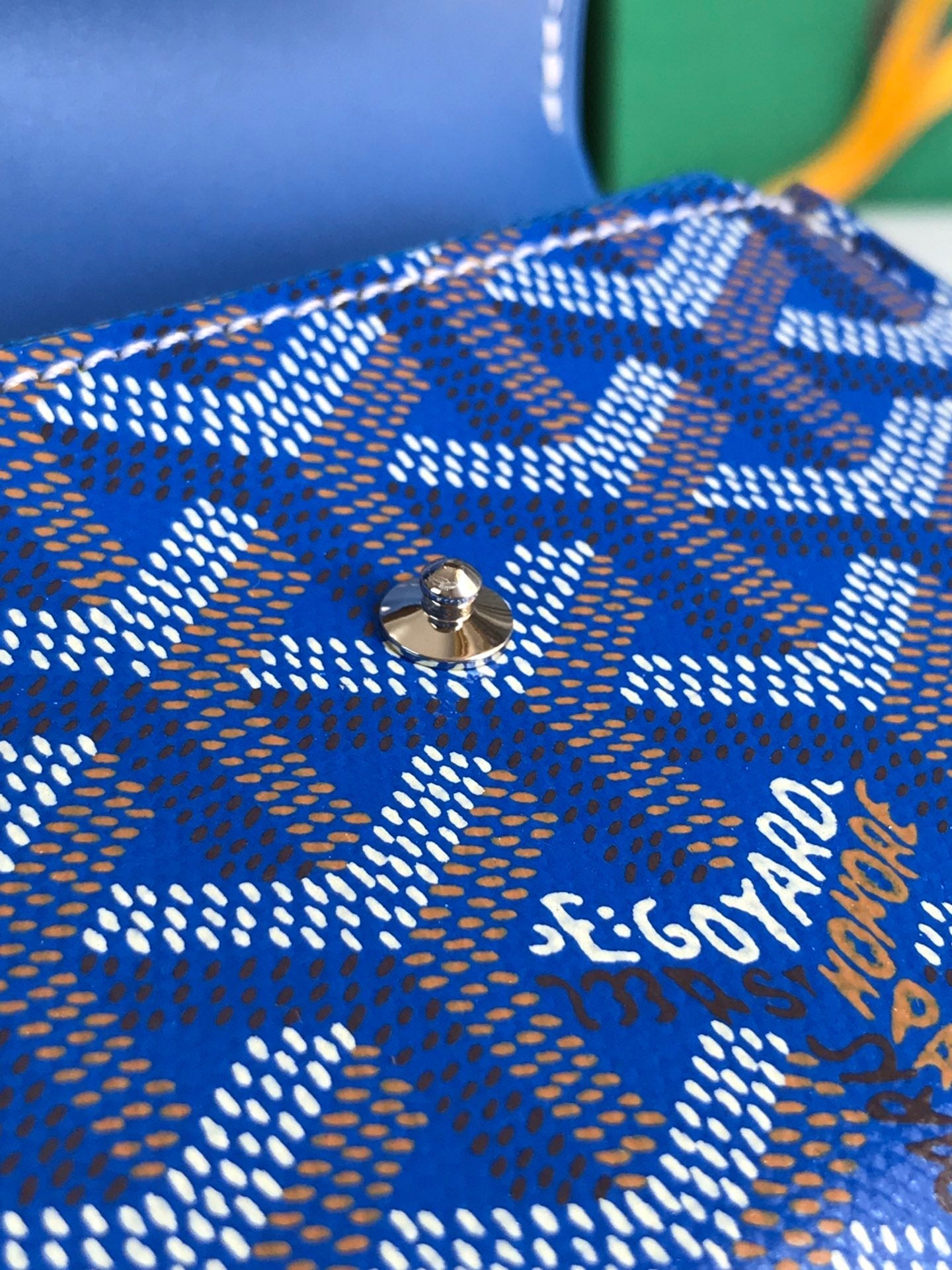 PORTEFEUILLE SAINT-GABRIEL 12 EN CUIR DE VEAU BLEU SAPHIR ET TOILE GOYARDINE