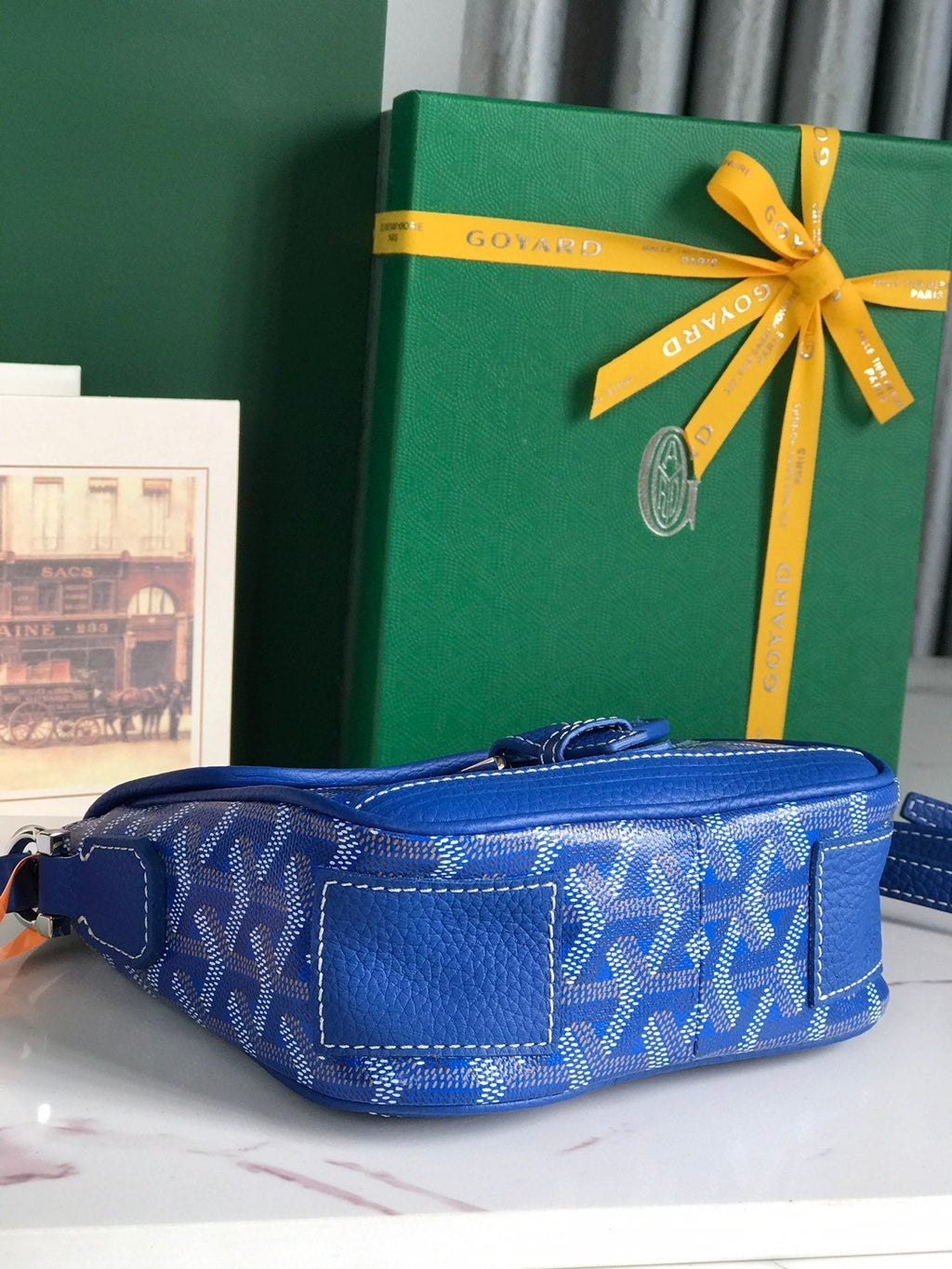 GRAND BLEU 16 IN SAPPHIRE BLUE GOYARDINE CANVAS AND LAMBSKIN
